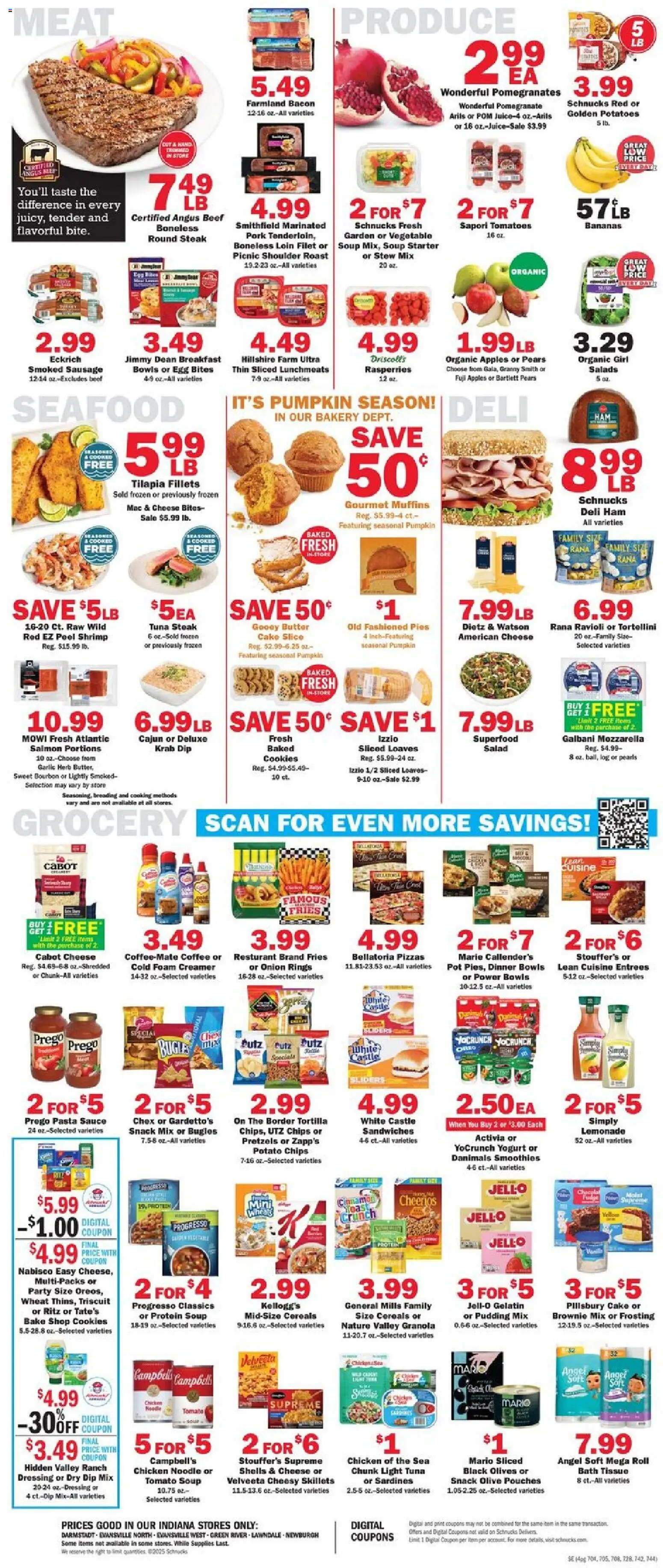 Schnucks Weekly Print Ad - IN - valid from 05.11.2025 | Page: 4 | Products: Ham, Bananas, Starter, Pumpkin
