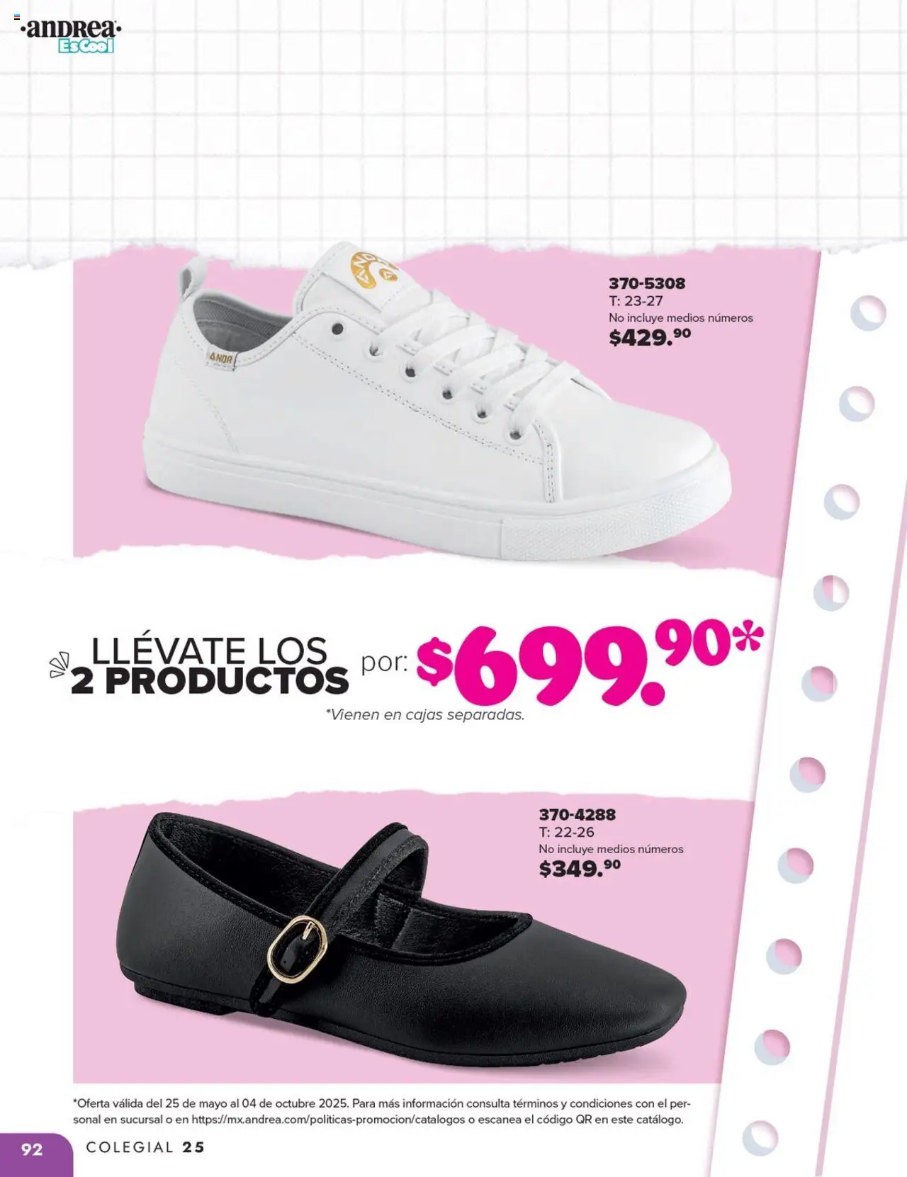 Nuevas ofertas de Andrea válidas en toda la República Mexicana desde el 25.05.2025. ¡Encuentra las mejores ofertas en Andrea catálogo Colegial ! | Página: 92