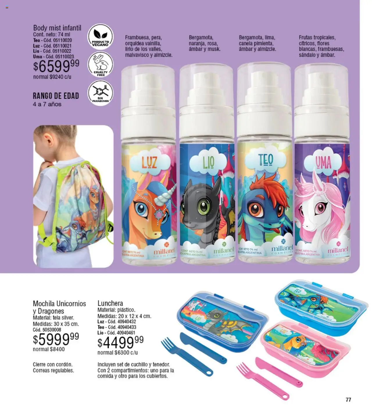 Millanel catálogo │ válido desde el 18.08.2025 | Página: 77 | Productos: Body, Cuchillo, Mochila