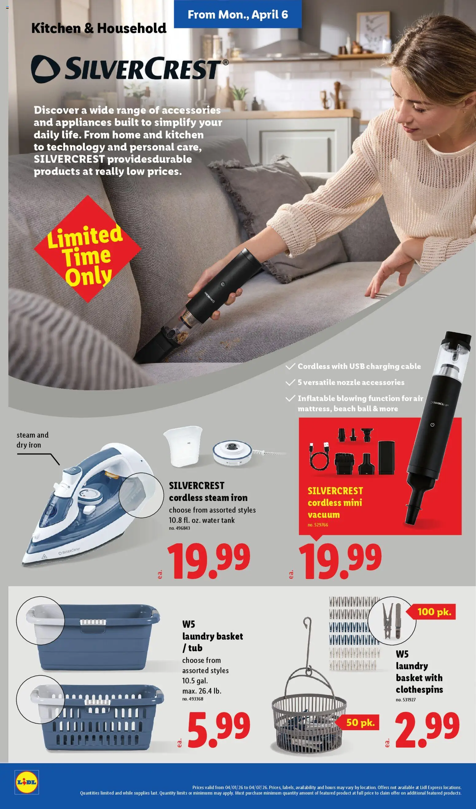 Lidl Weekly Ad - valid from 01.04.2026 | Page: 28 | Products: Vacuum, Basket, Cable, Usb