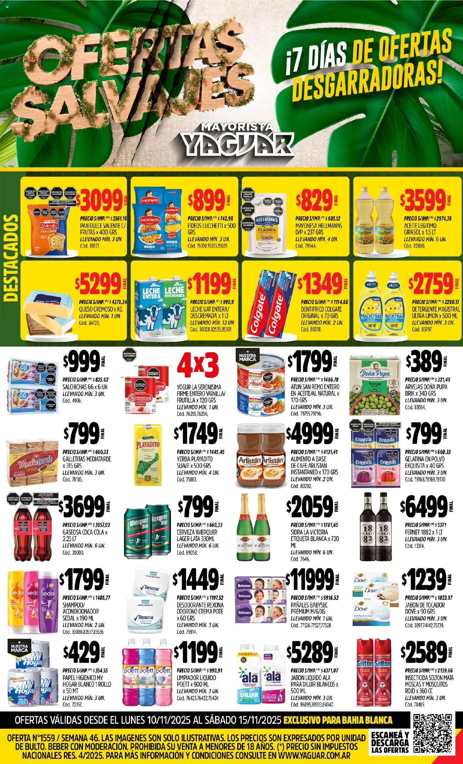 Yaguar - Bahía Blanca │ válido desde el 10.11.2025 | Página: 1 | Productos: Mayonesa, Arvejas, Desodorante, Detergente