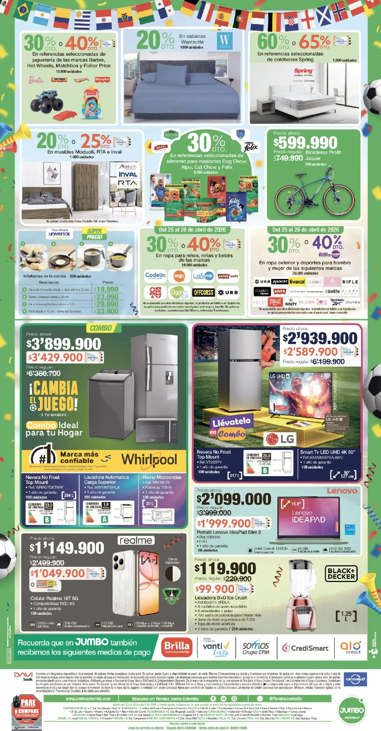 Jumbo revista - valida desde el 23.04.2026 | Página: 8 | Productos: Banco, Horno, Licuadora, Ropa
