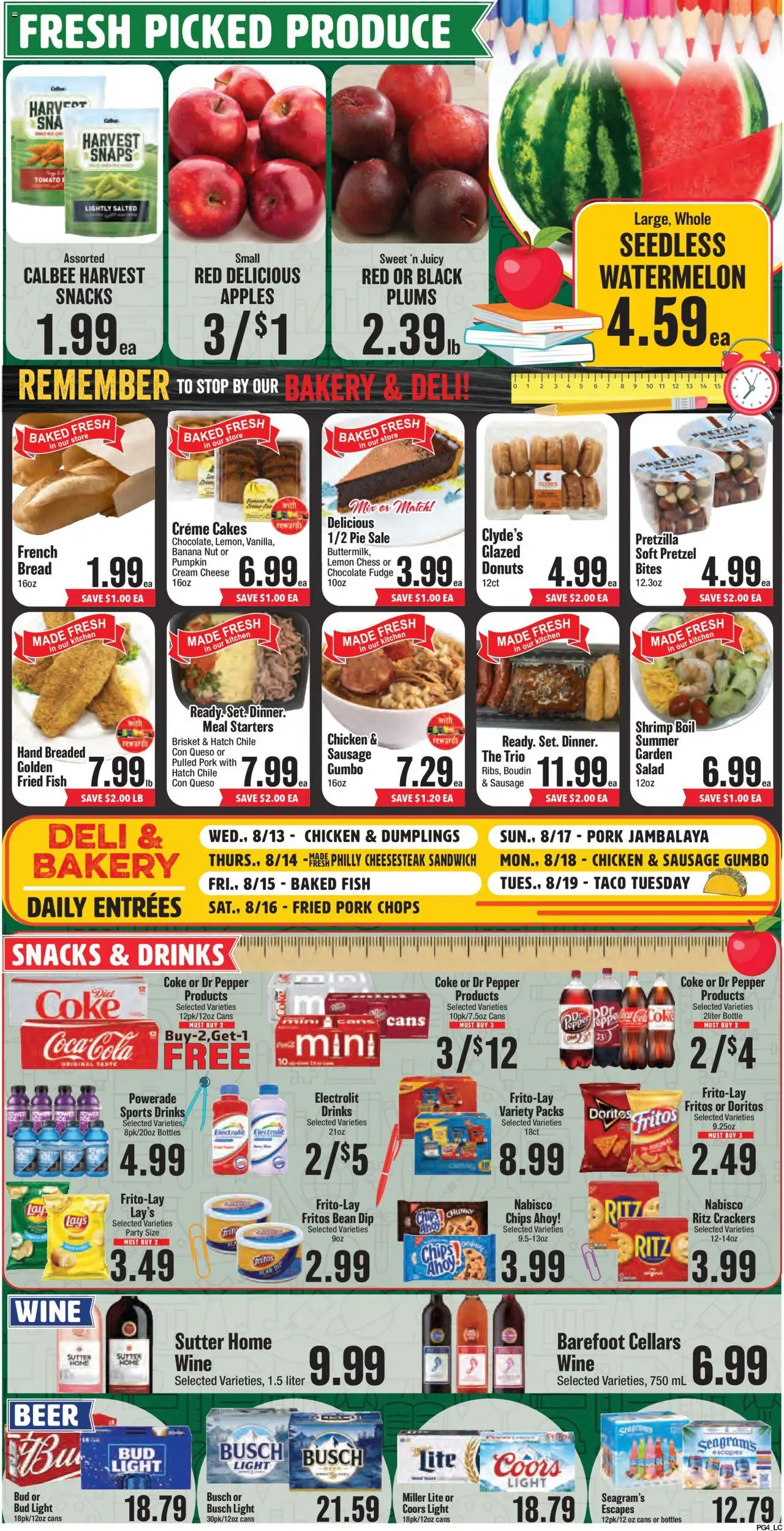 Market Basket Weekly Ad - valid from 13.08.2025 | Page: 4 | Products: Beer, Apples, Lemon, Watermelon