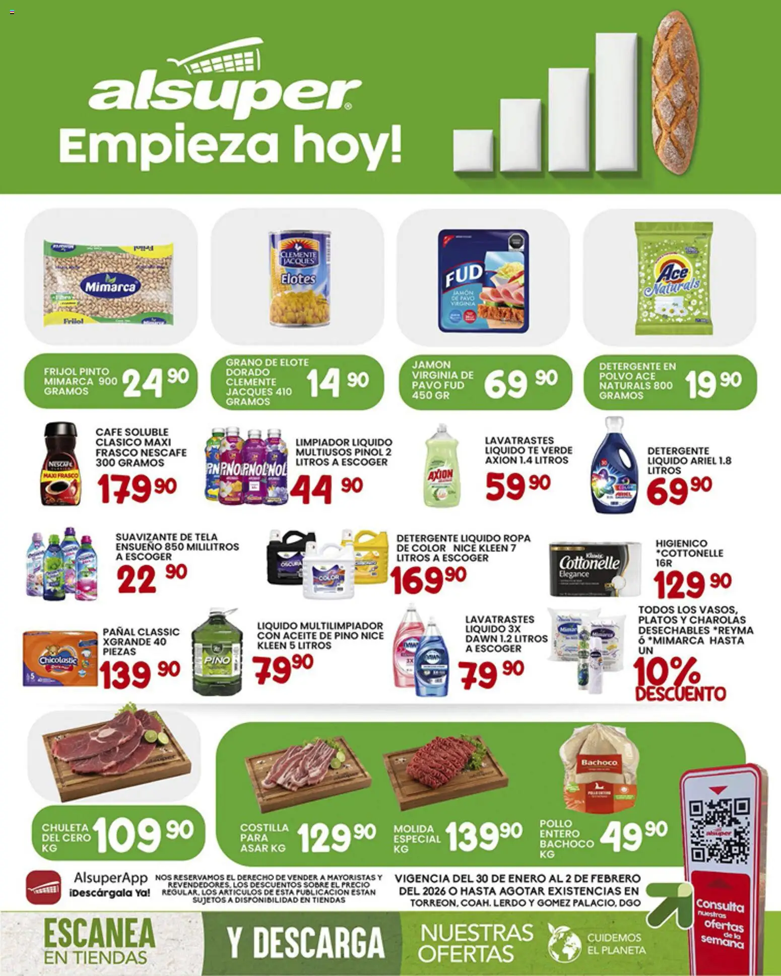 Nuevas ofertas de Alsuper válidas en toda la República Mexicana desde el 30.01.2026. ¡Encuentra las mejores ofertas en Alsuper folleto Laguna! | Página: 1 | Productos: Pollo, Bolsa, Frasco, Jamón