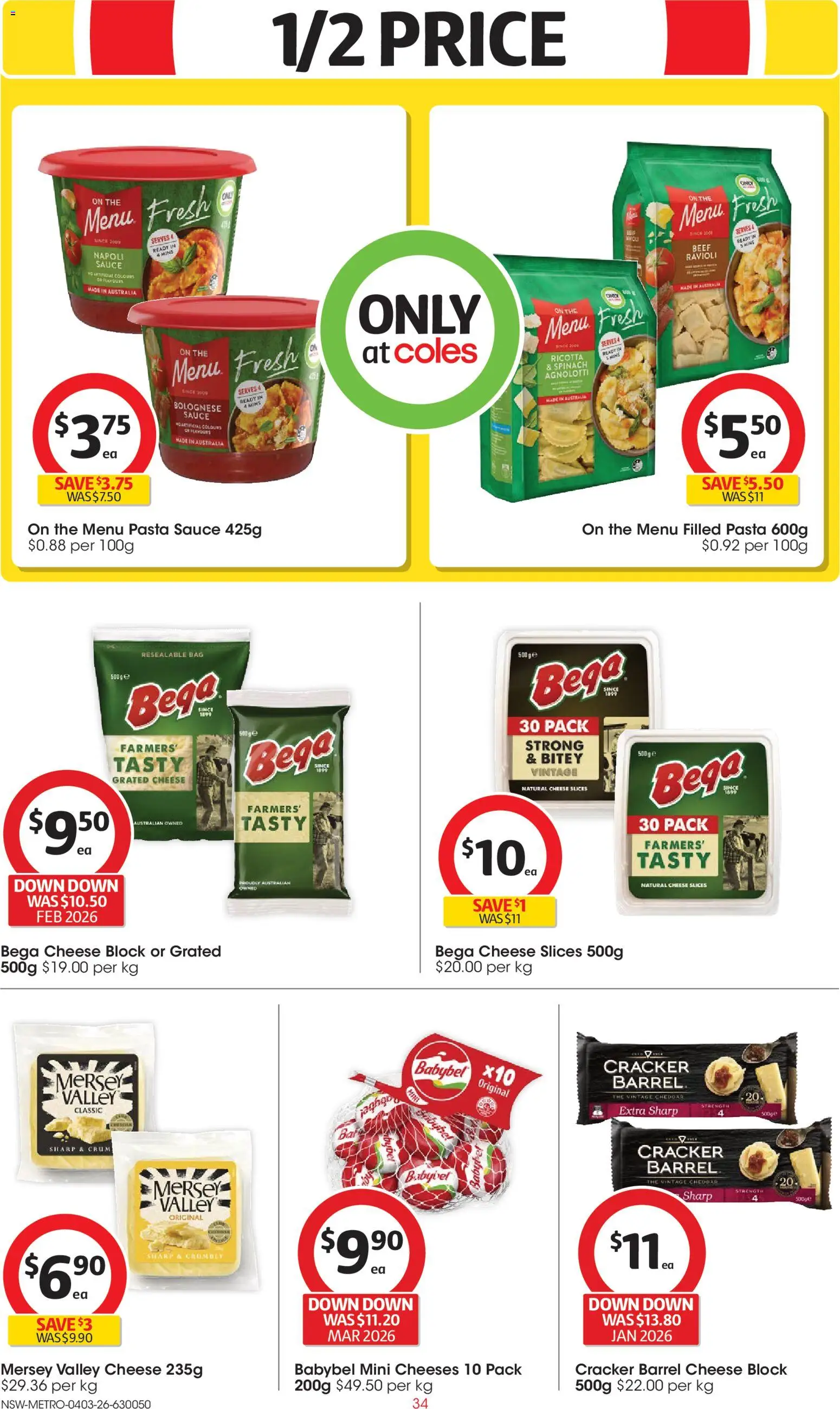 Coles catalogue - valid from 04.03.2026 | Page: 34 | Products: Cheese, Spinach, Sauce, Bag