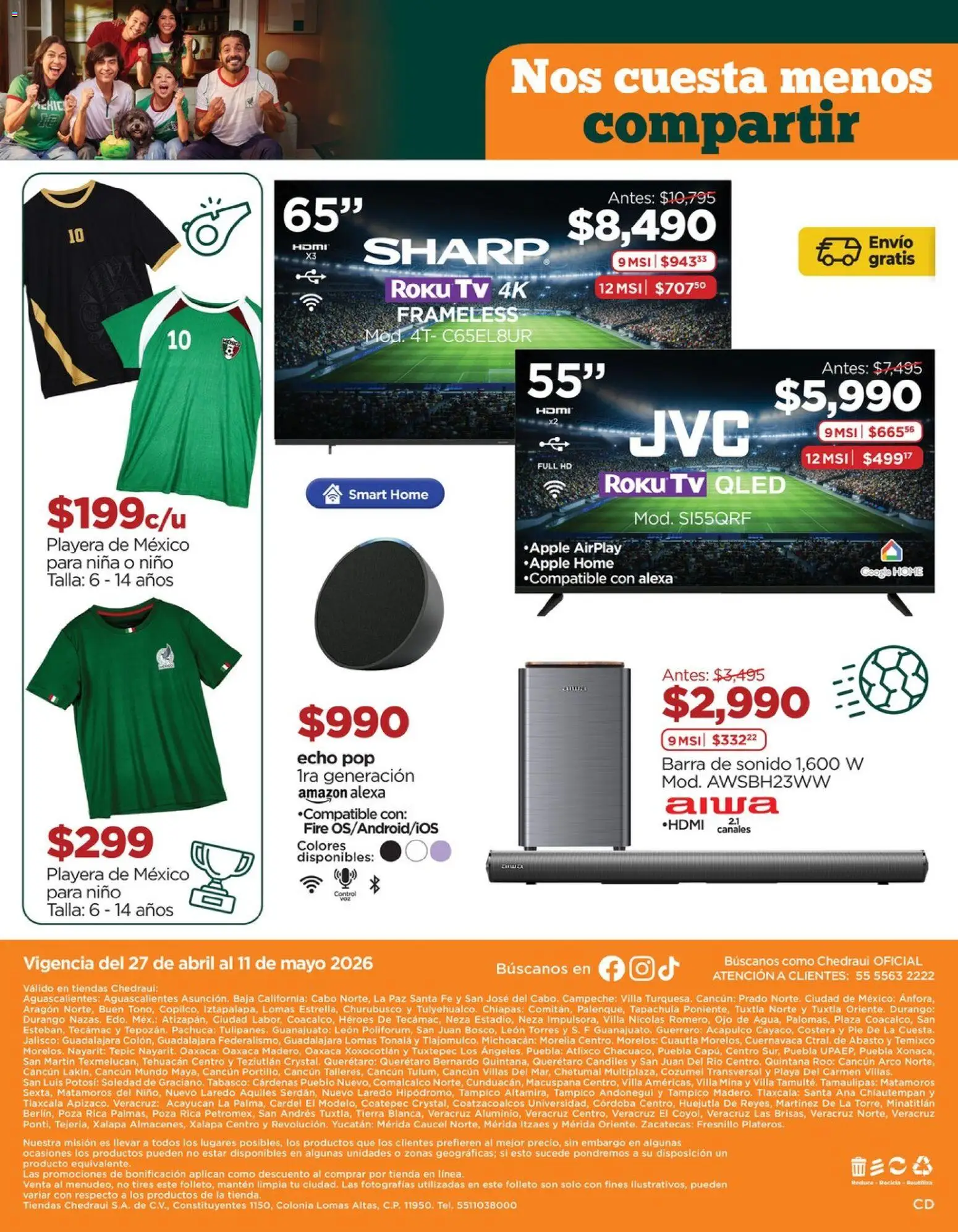 Nuevas ofertas de Chedraui válidas en toda la República Mexicana desde el 27.04.2026. ¡Encuentra las mejores ofertas en Chedraui folleto Lo mejor para festejar a mamá! | Página: 20 | Productos: Playera, Barra