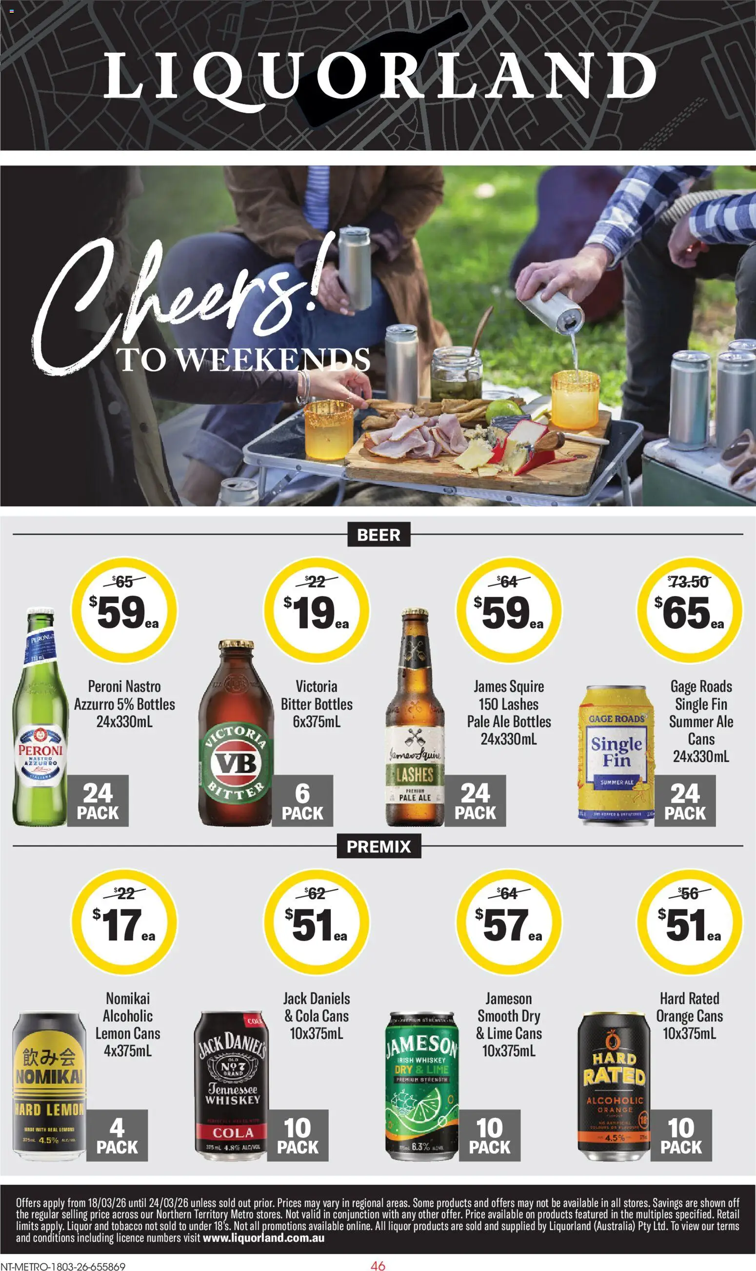 Coles catalogue - valid from 18.03.2026 | Page: 46 | Products: Beer, Whiskey, Lemon, Lime