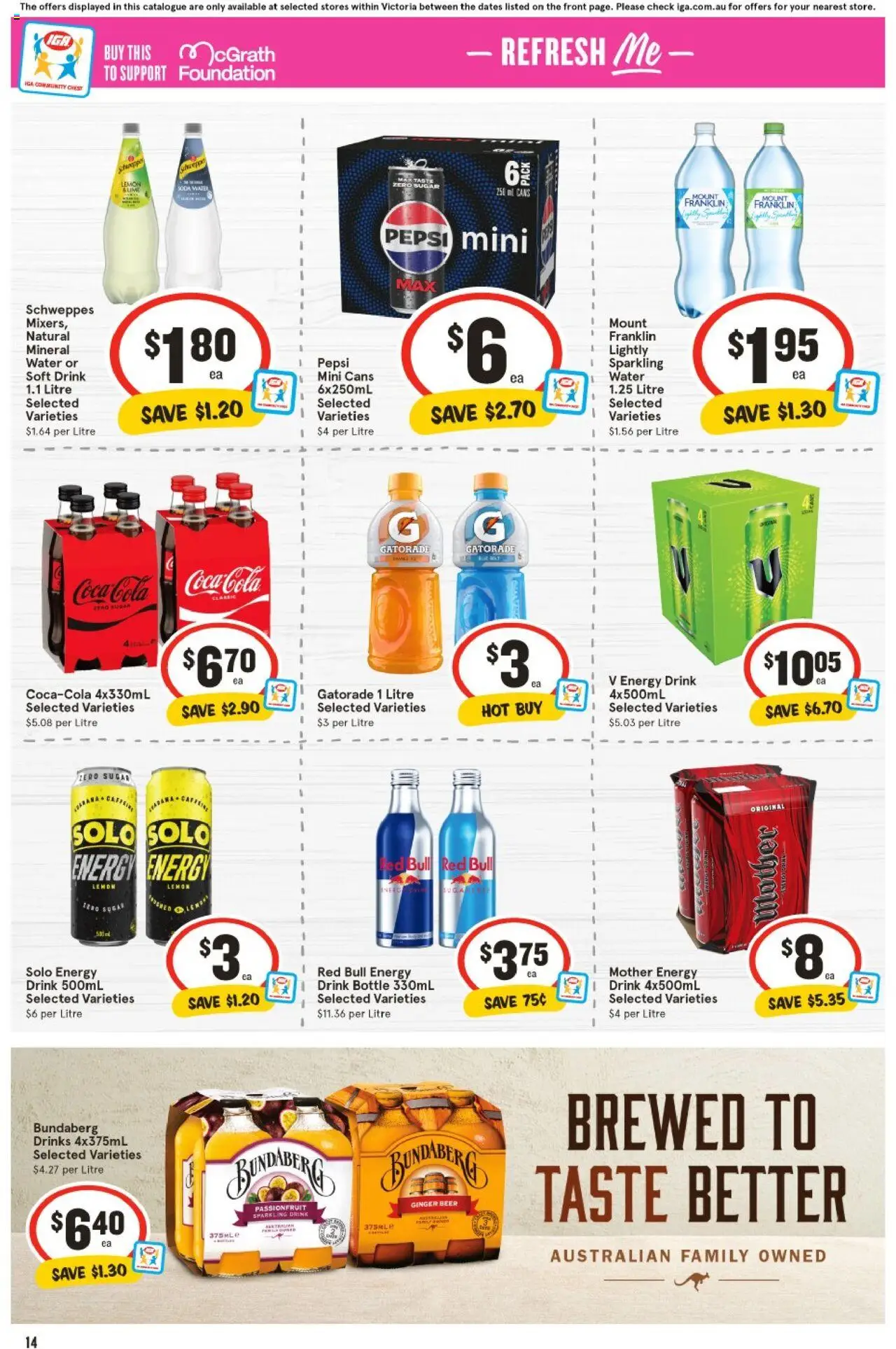 IGA catalogue - valid from 10.09.2025 | Page: 14 | Products: Ginger, Coca Cola, Pepsi, Foundation