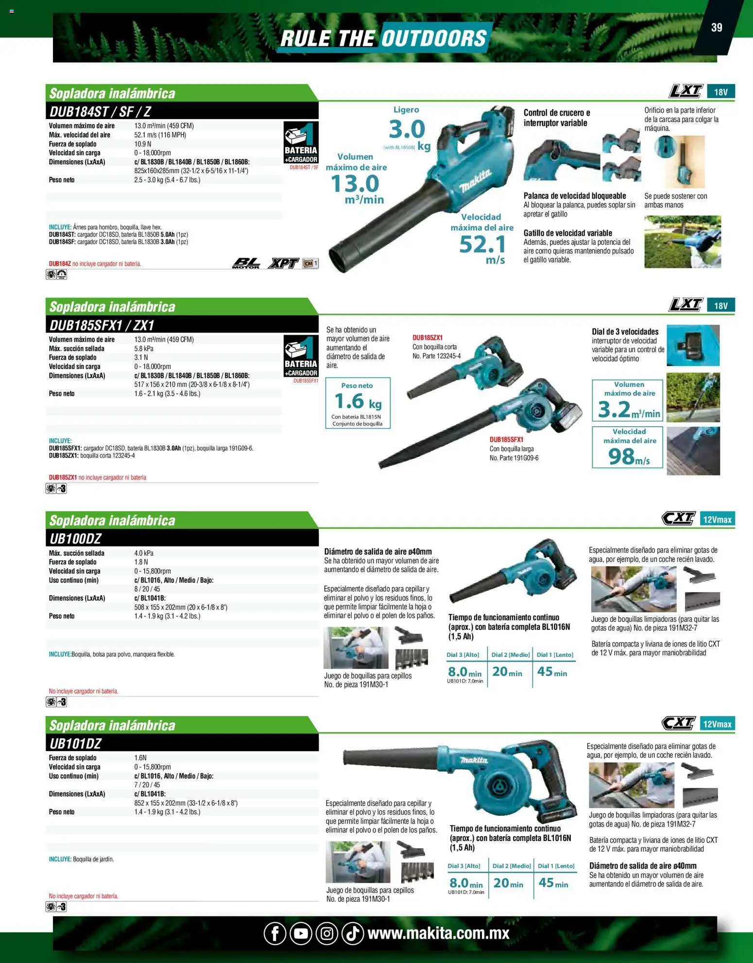 Nuevas ofertas de Makita válidas en toda la República Mexicana desde el 07.10.2024. ¡Encuentra las mejores ofertas en Makita catálogo Ope! | Página: 39 | Productos: Fuente, Cargador, Cable, Batería