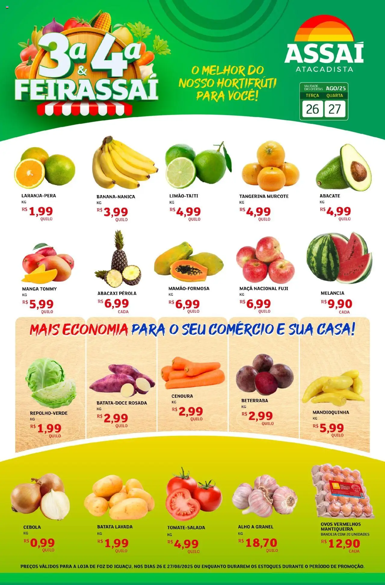 Assaí Atacadista Folheto - válido de 26.08.2025 | Página: 1 | Produtos: Beterraba, Mandioquinha, Bandeja, Batata