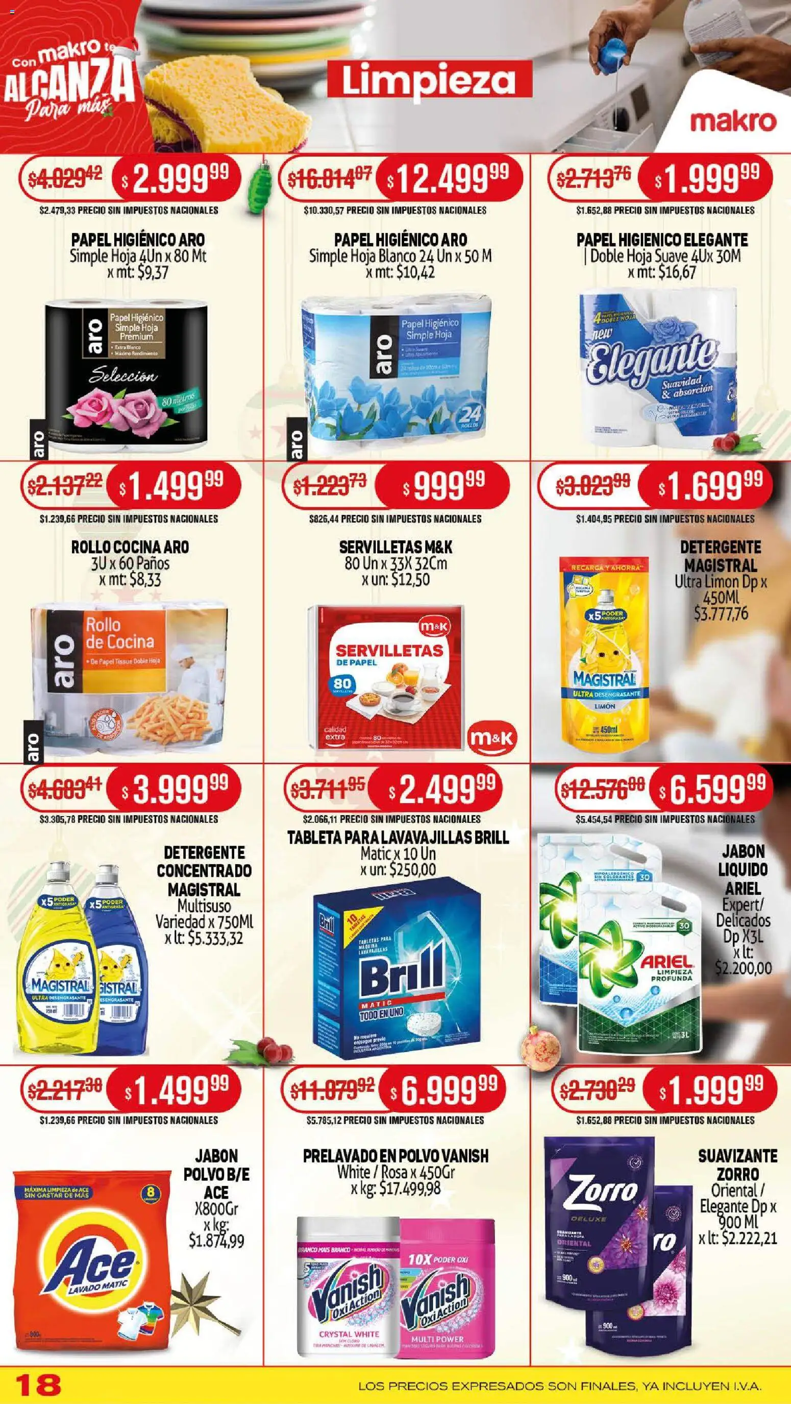 Makro ofertas │ válido desde el 11.12.2025 | Página: 18 | Productos: Servilletas, Detergente, Limón, Ropa