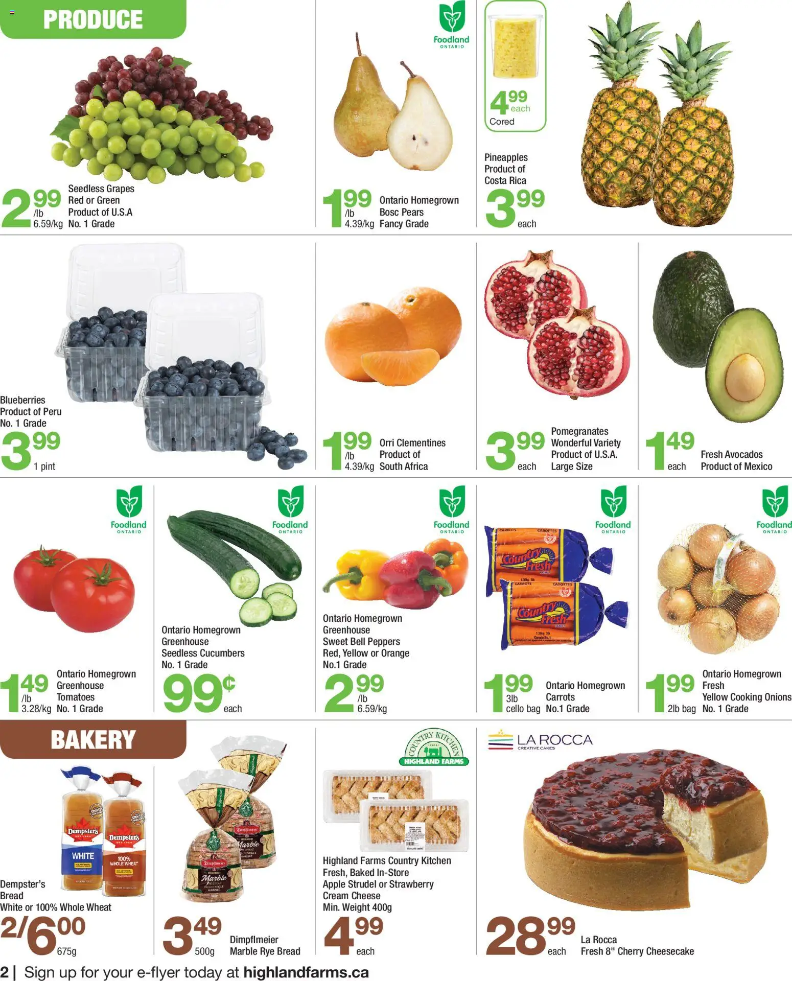 Highland Farms flyer valid from 30.10.2025 | Page: 2 | Products: Cream, Bag, Bakery, Tomatoes