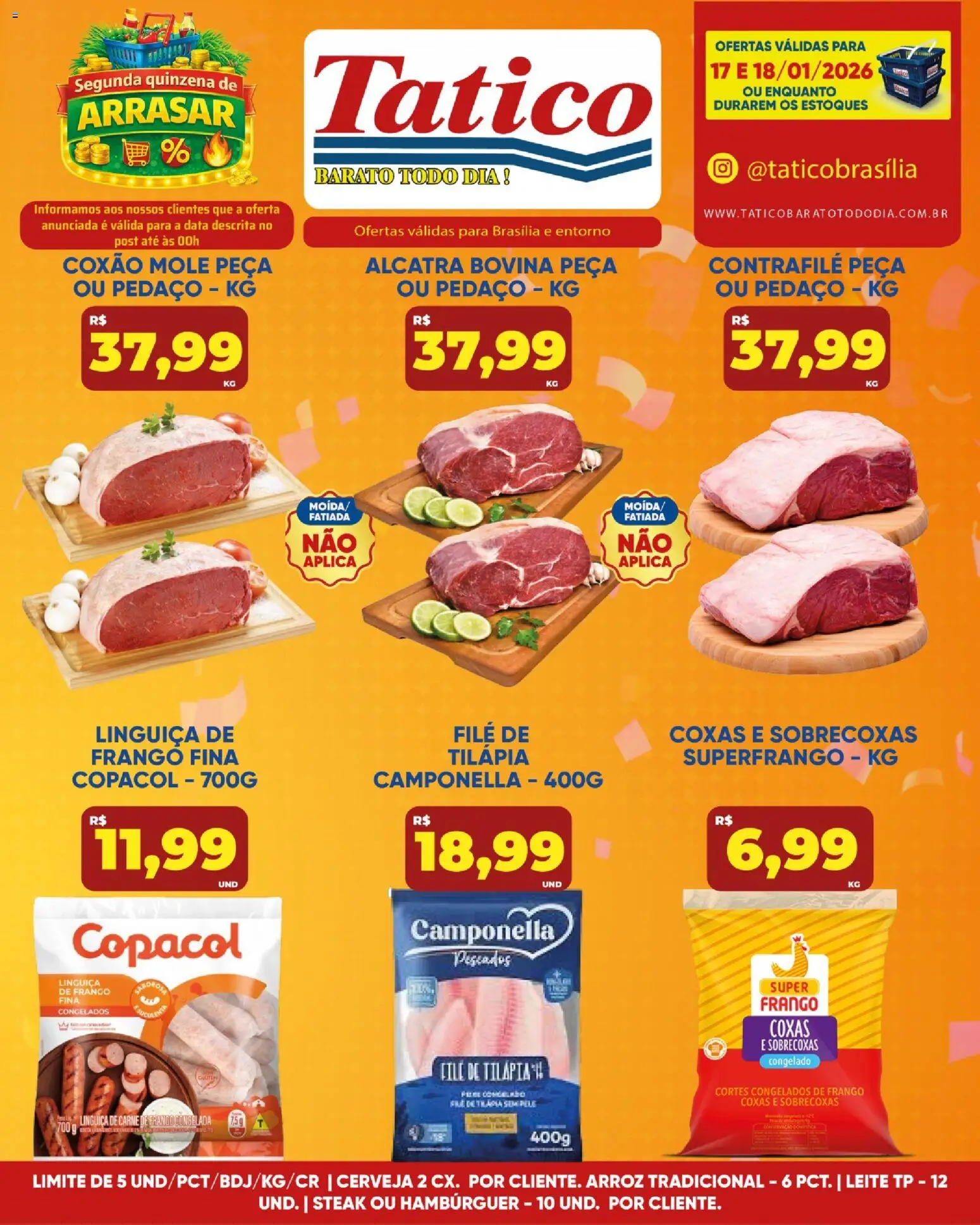 Tatico Folheto - válido de 17.01.2026 | Página: 13 | Produtos: Linguiça, Cerveja, Arroz, Frango