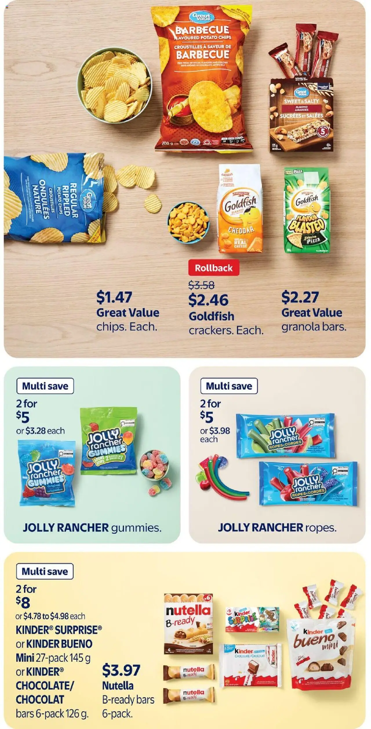 Walmart flyer valid from 07.08.2025 | Page: 22 | Products: Chips, Cheese, Pizza