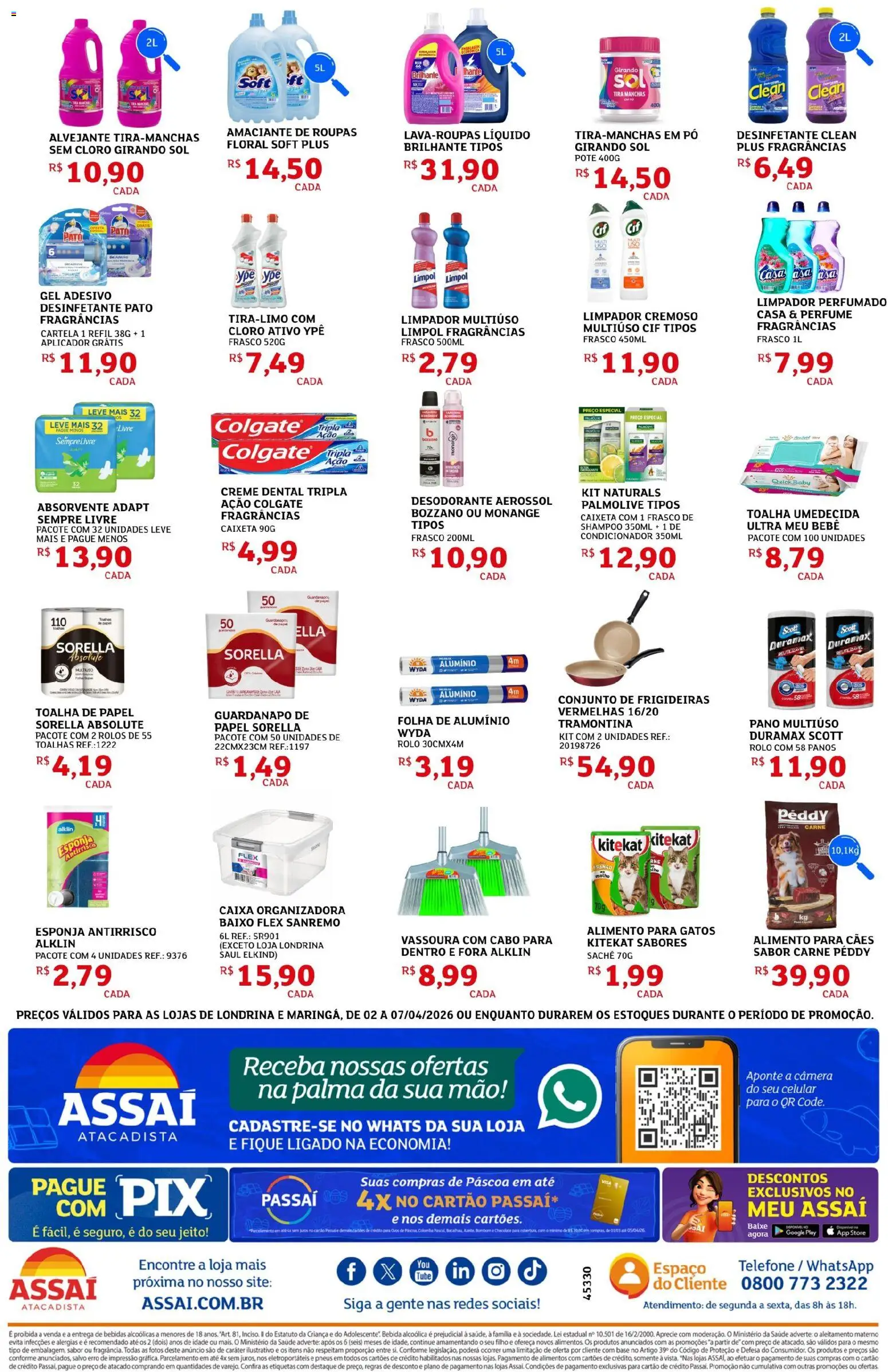Assaí Atacadista Folheto - válido de 02.04.2026 | Página: 4 | Produtos: Cloro, Ovos, Sempre Livre, Guardanapo