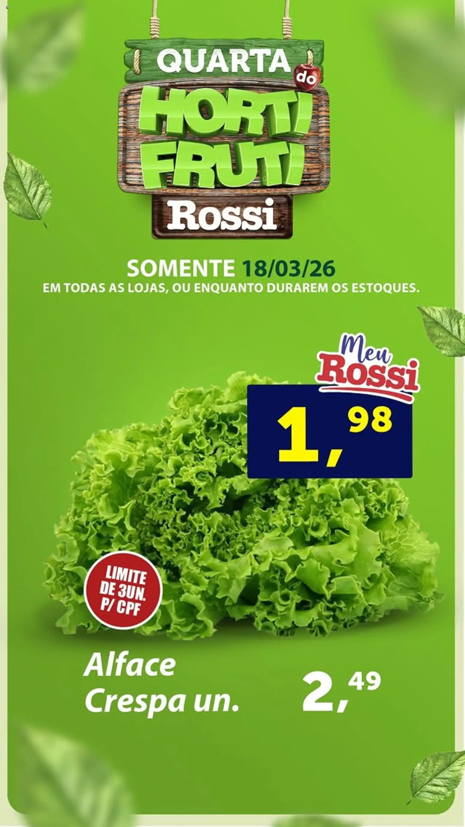 Rossi Supermercados Folheto - válido de 18.03.2026 | Página: 3 | Produtos: Alface