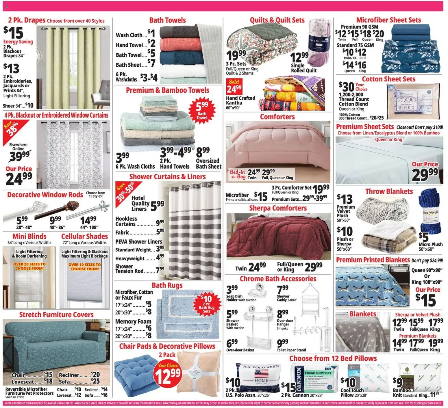 Ocean State Job Lot Weekly Ad - valid from 02.04.2026 | Page: 13 | Products: Sofa, Bath, Pads, Sheet