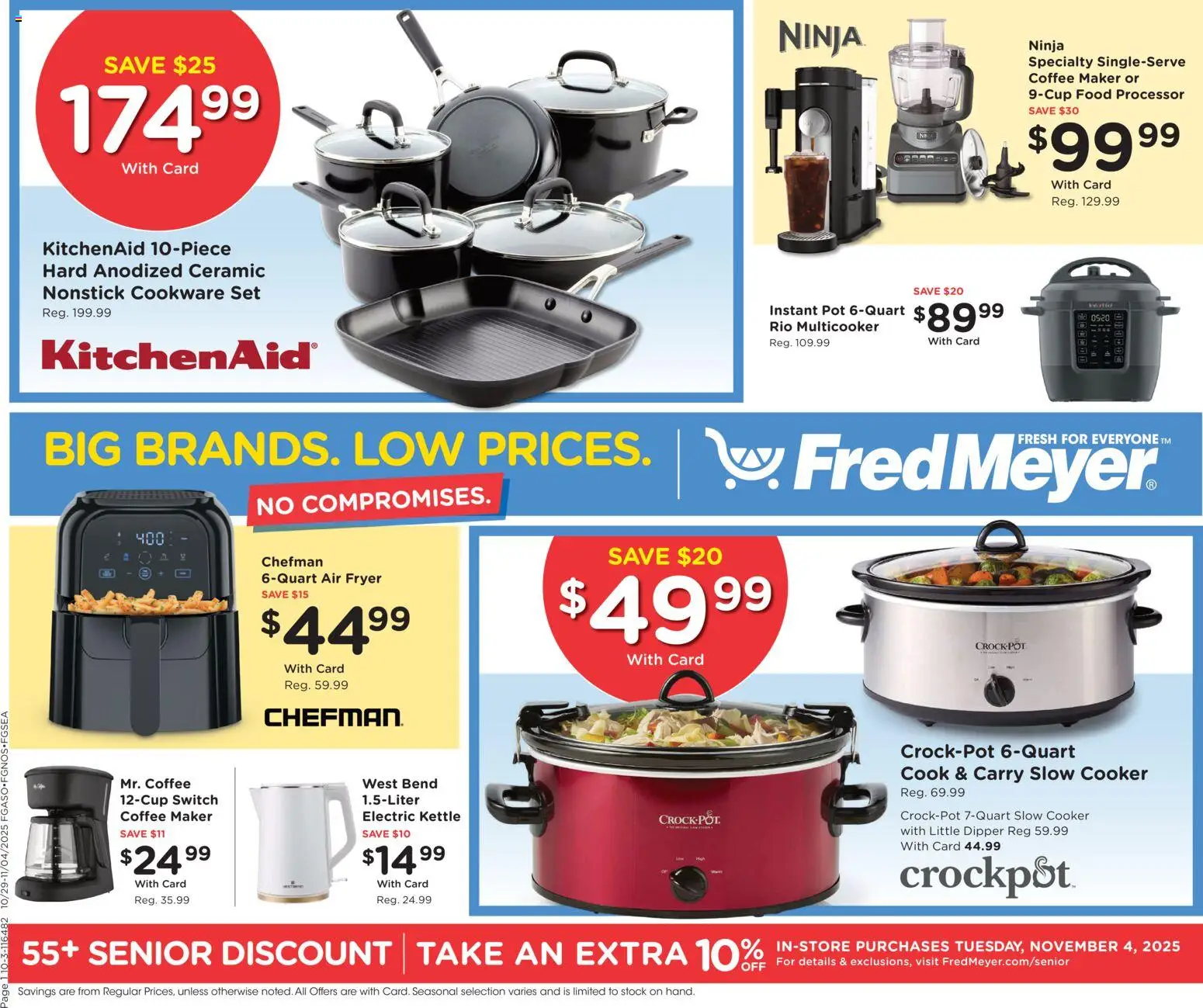 Fred Meyer Home & Apparel - valid from 29.10.2025 | Page: 1 | Products: Fryer, Food Processor, Coffee maker, Kettle