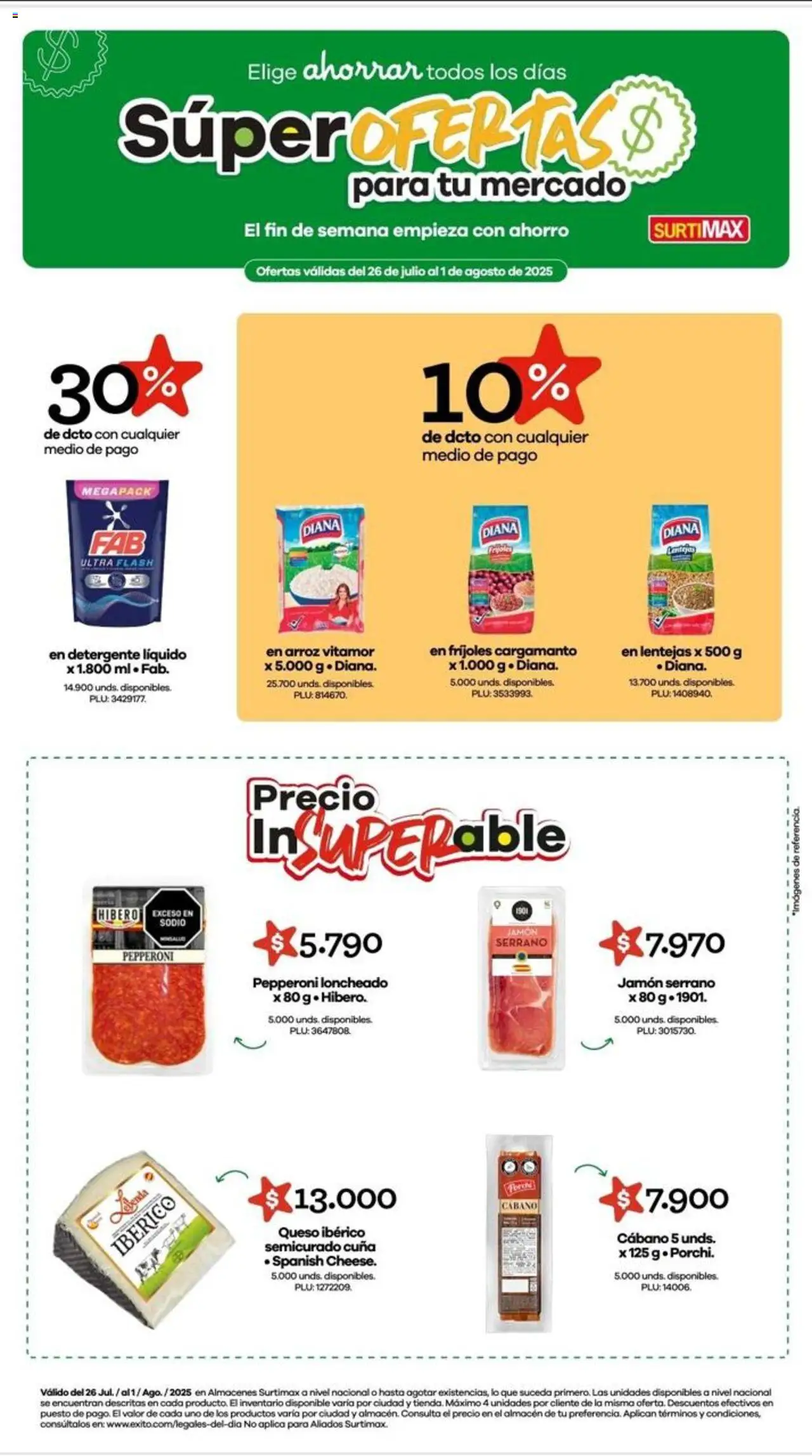 Surtimax revista - valida desde el 26.07.2025 | Página: 2 | Productos: Jamón serrano, Cuna, Detergente, Queso