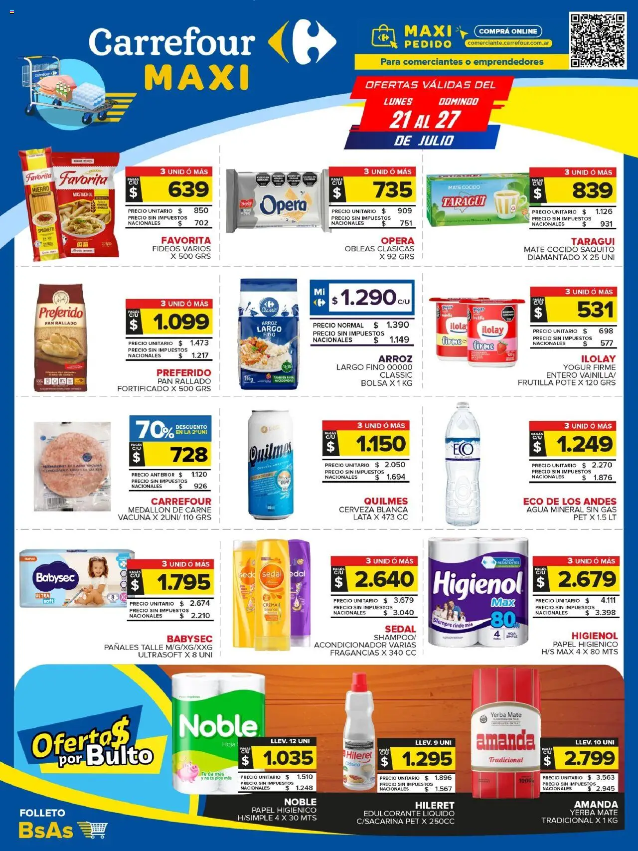 Carrefour Maxi catálogo │ válido desde el 21.07.2025 | Página: 1 | Productos: Acondicionador, Pan, Fideos, Crema