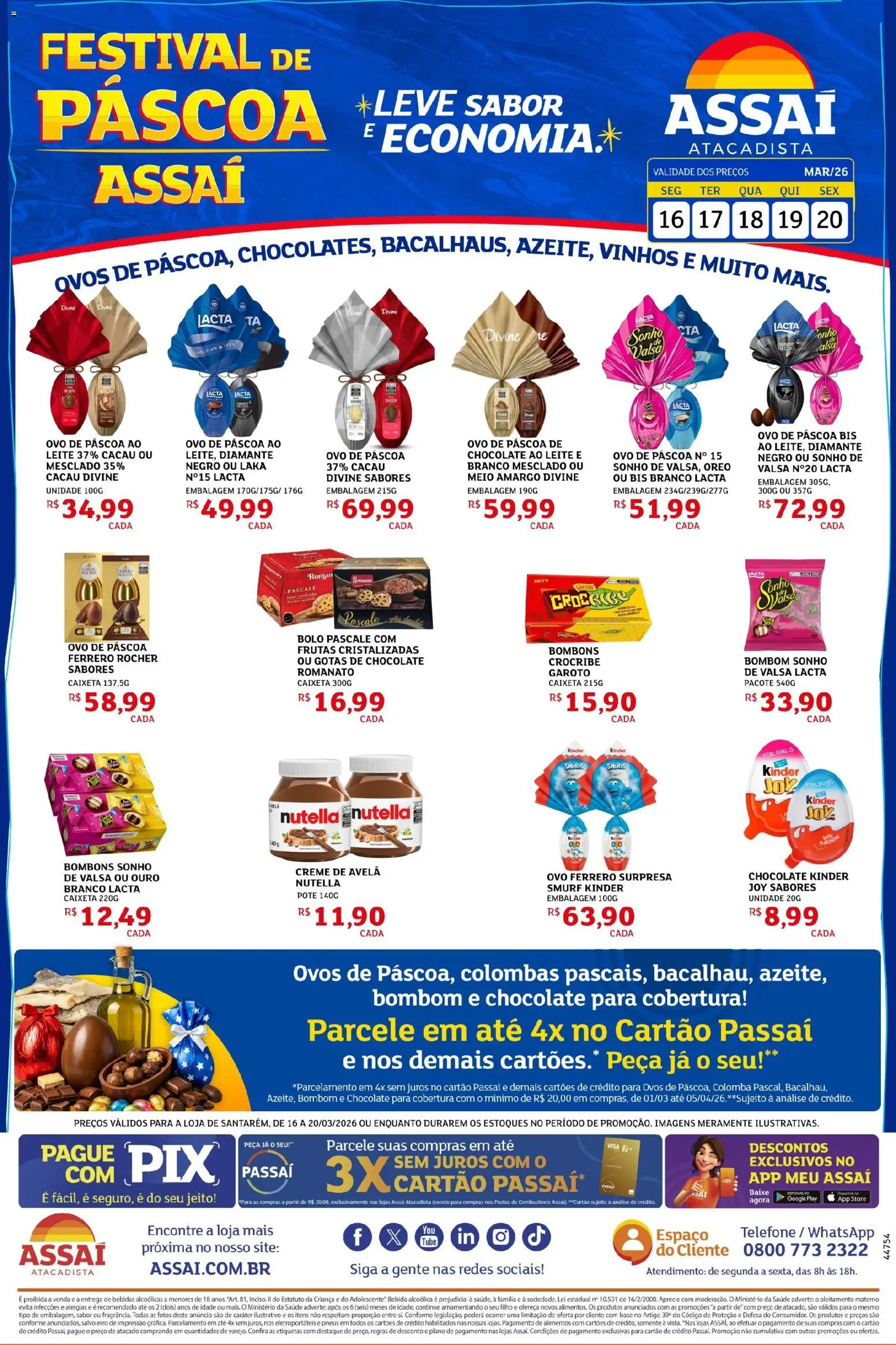 Assaí Atacadista Folheto - válido de 16.03.2026 | Página: 1 | Produtos: Leite, Ovos, Base, Avelã