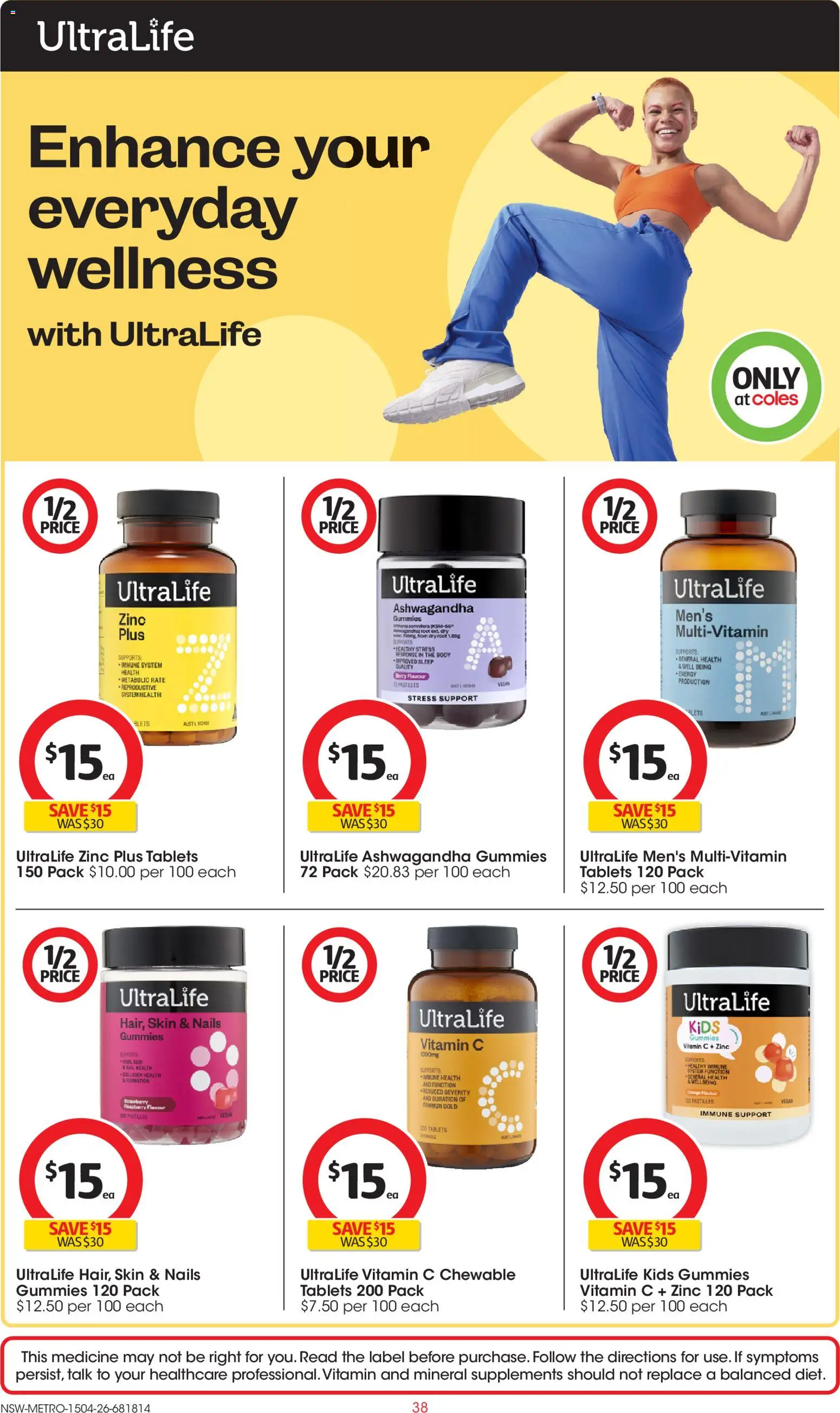 Coles catalogue - valid from 15.04.2026 | Page: 38 | Products: Collagen, Tablets, Vitamin, Zinc