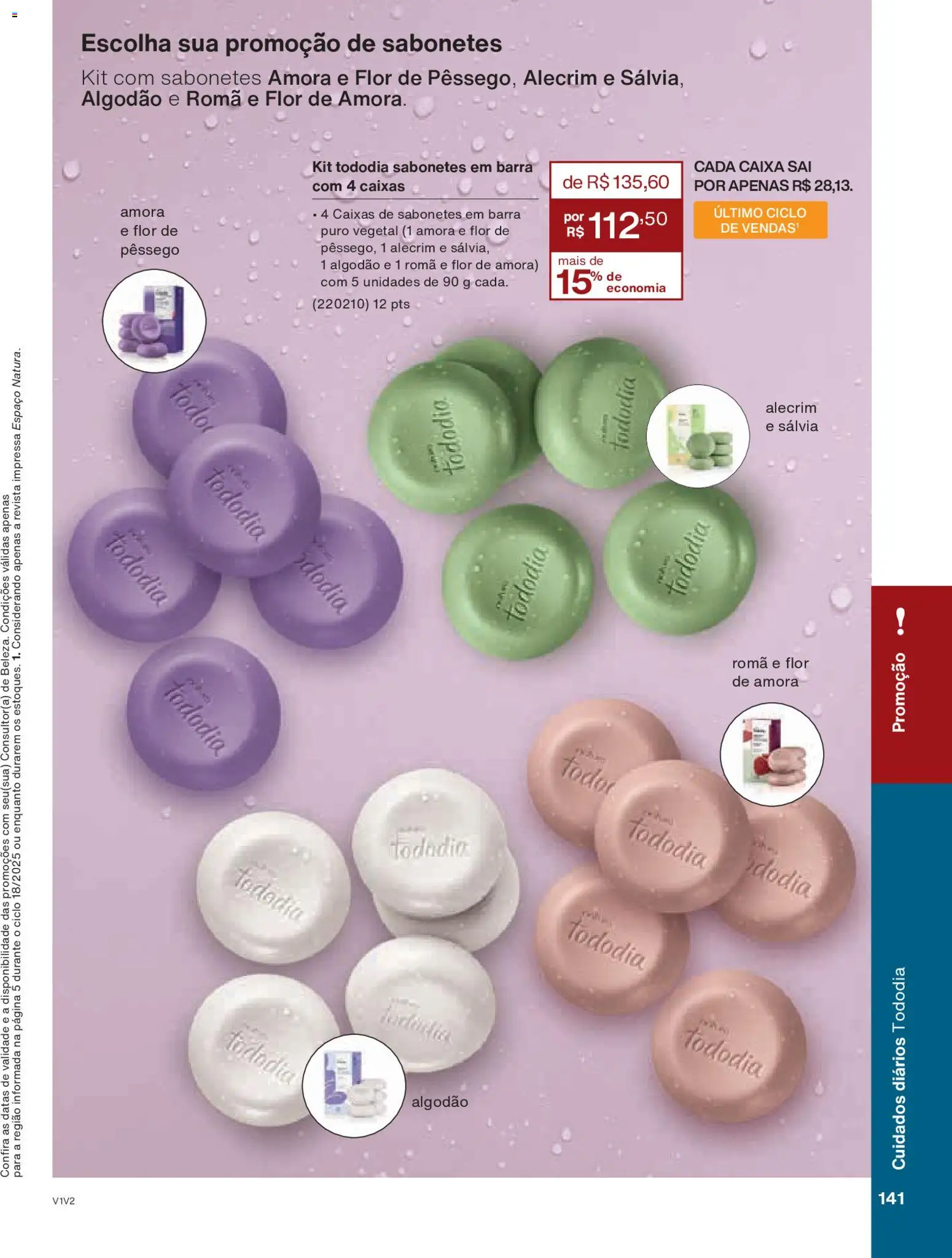 Natura Folheto - válido de 30.10.2025 | Página: 141 | Produtos: Pêssego, Revista, Caixa, Algodão