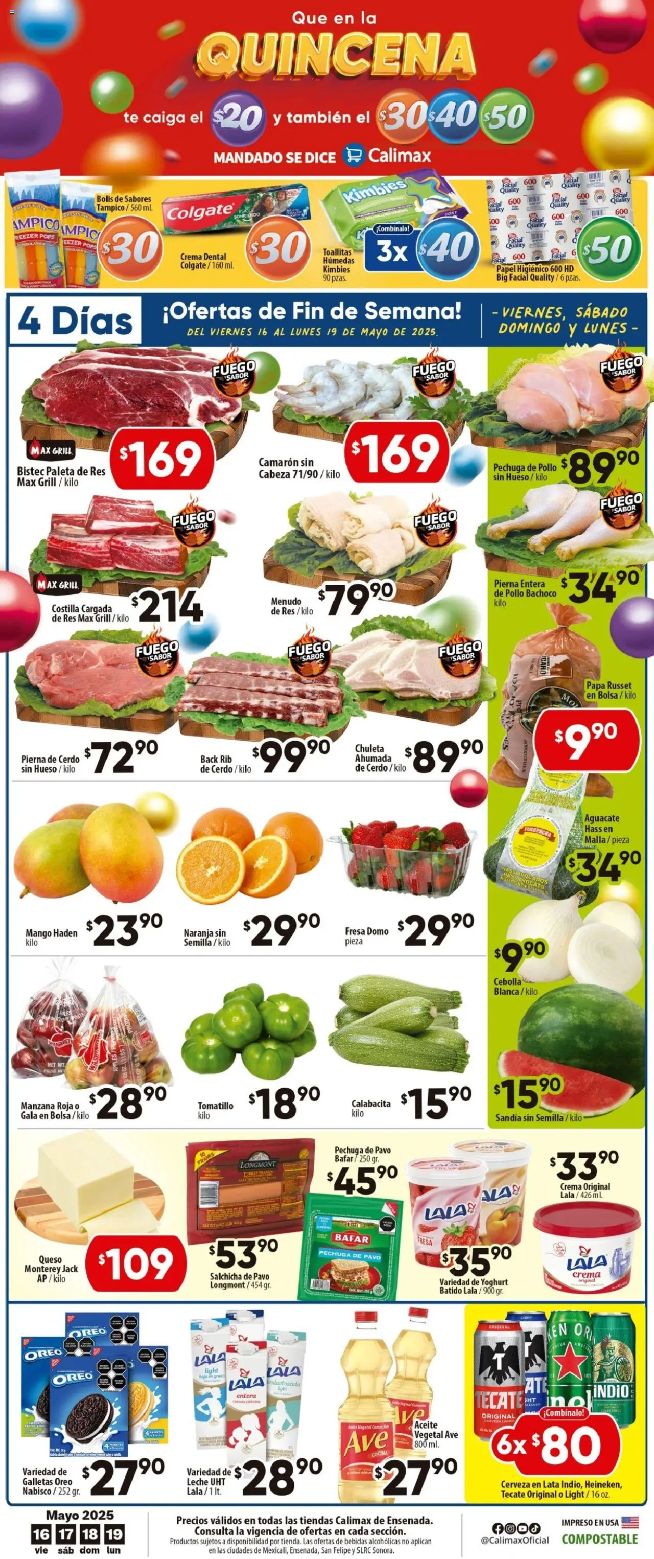 Nuevas ofertas de Calimax válidas en toda la República Mexicana desde el 16.05.2025. ¡Encuentra las mejores ofertas en Calimax folleto Ensenada! | Página: 1 | Productos: Aceite, Cerveza, Papel higiénico, Cocina