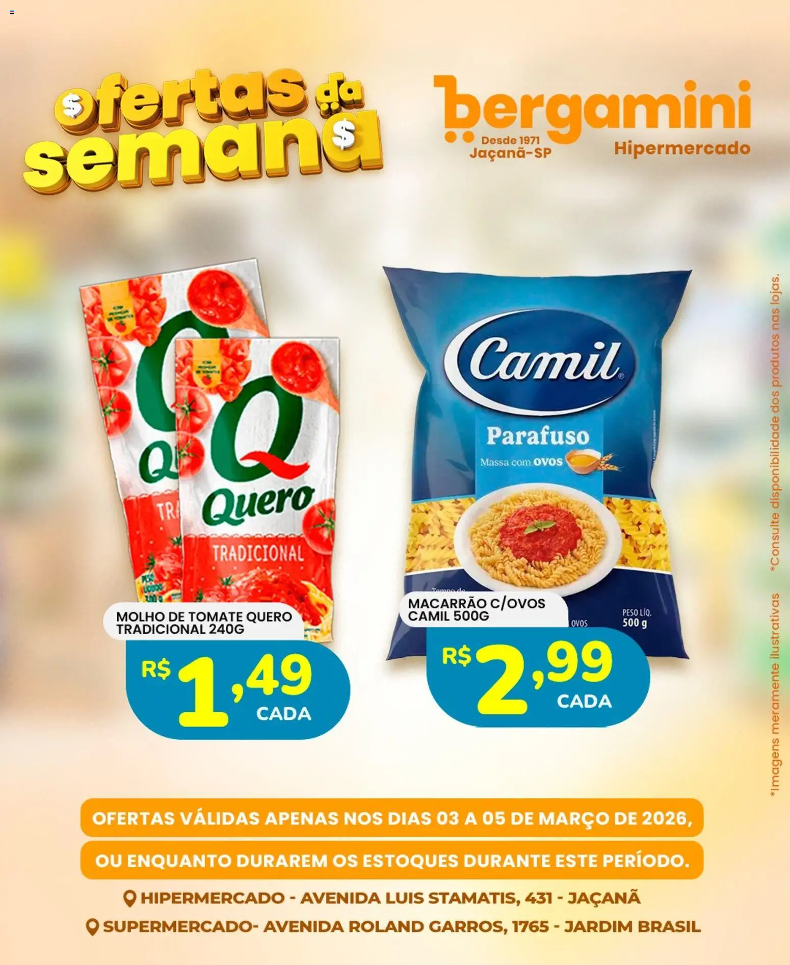 Supermercado Bergamini Folheto - válido de 03.03.2026 | Página: 14 | Produtos: Molho de tomate, Ovos, Macarrão, Massa