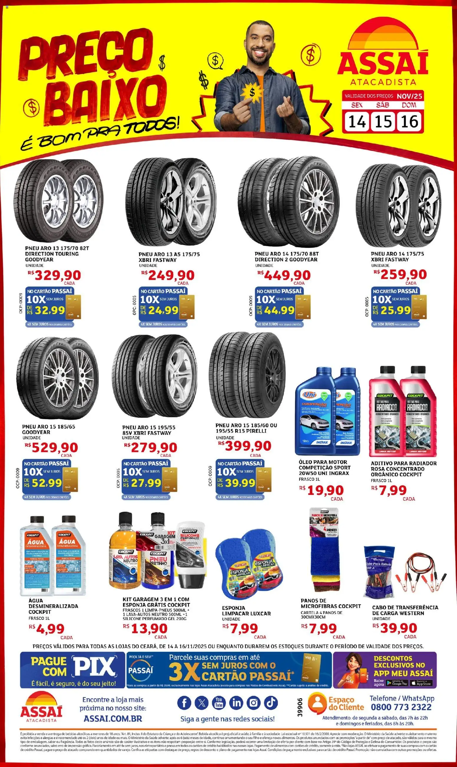 Assaí Atacadista Folheto - válido de 14.11.2025 | Página: 1 | Produtos: Pneu, Pneus, Base, Baixo