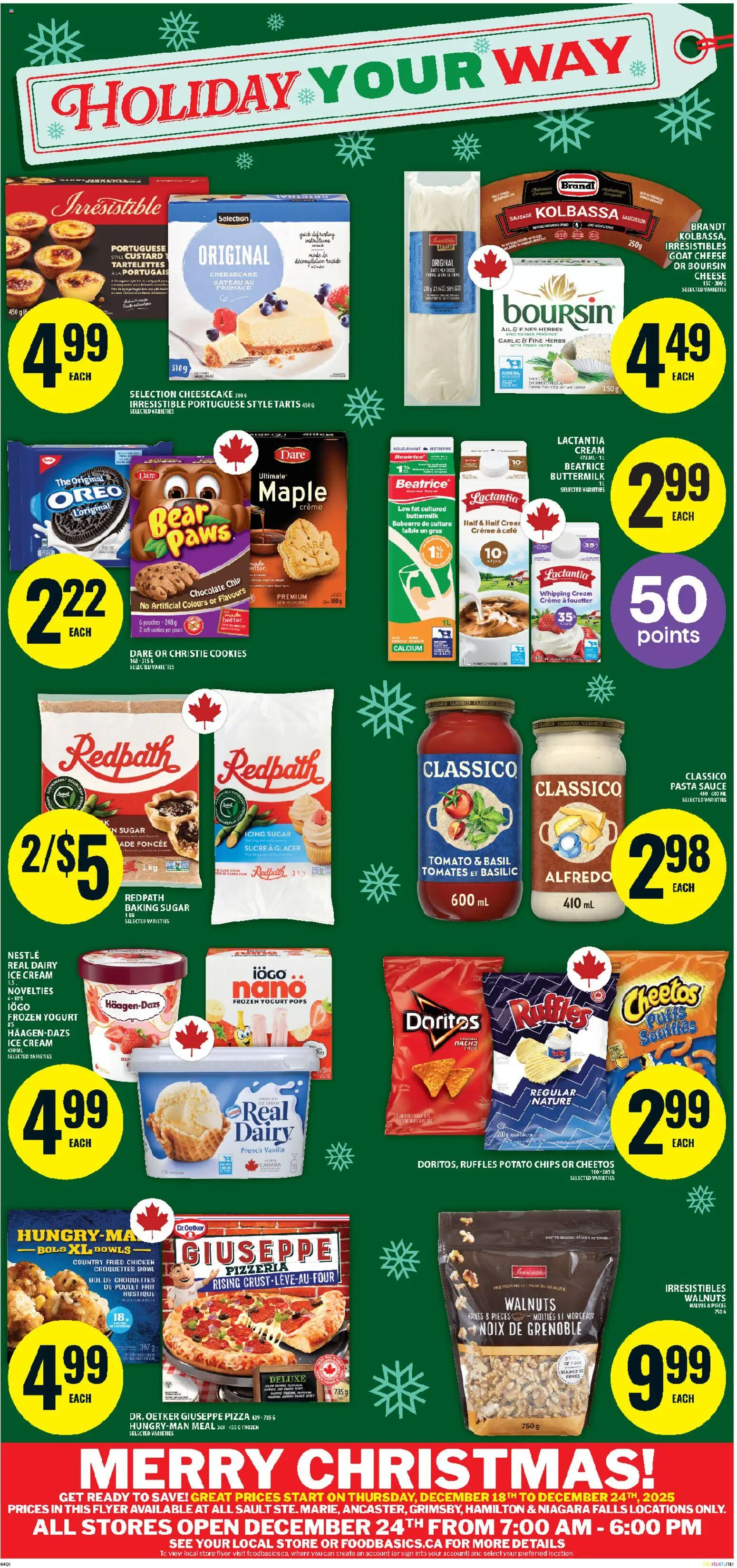 Food Basics flyer valid from 18.12.2025 | Page: 3 | Products: Chips, Cream, Ice cream, Chocolate