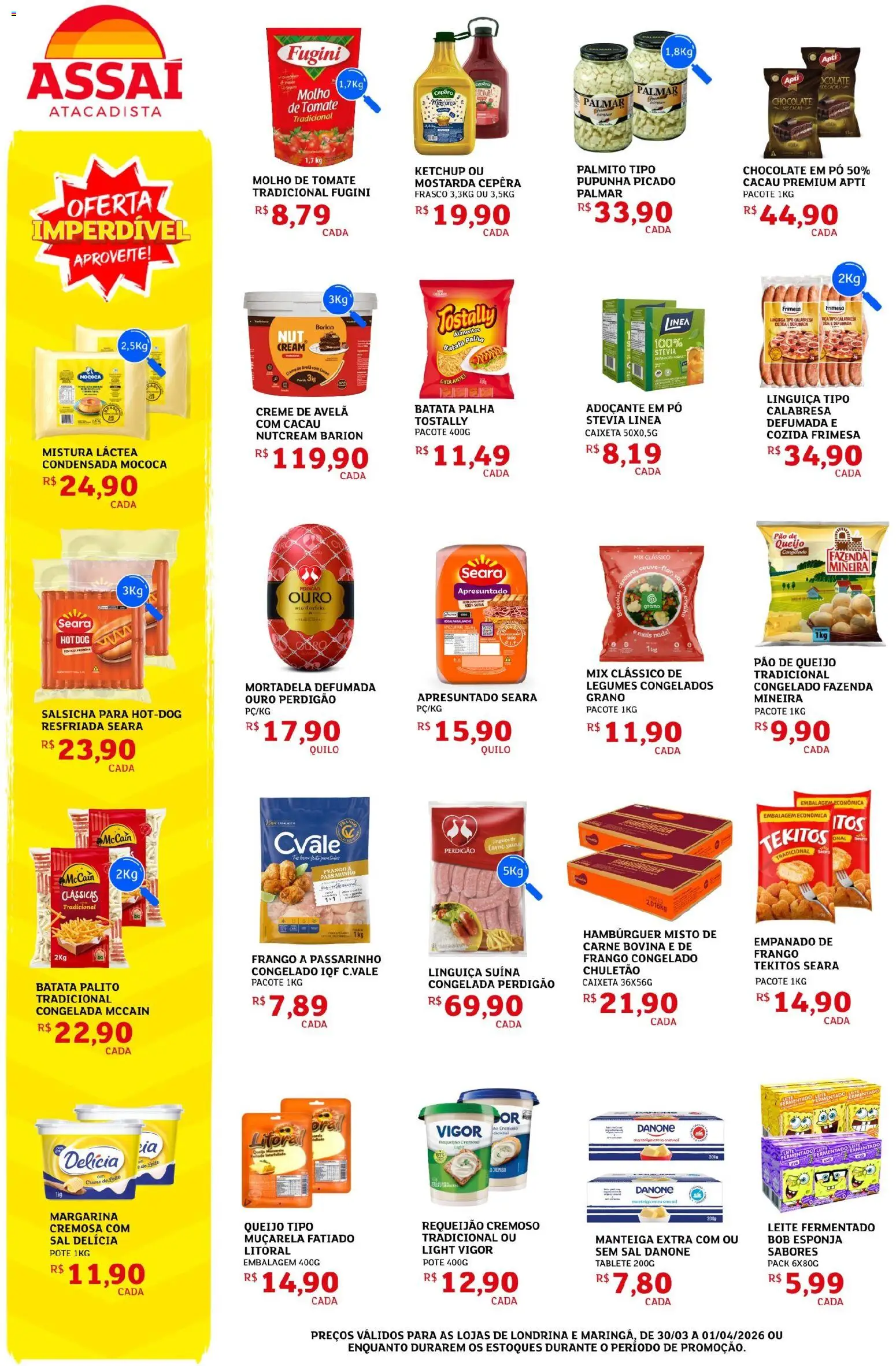 Assaí Atacadista Folheto - válido de 30.03.2026 | Página: 2 | Produtos: Ketchup, Hambúrguer, Batata palha, Pão de queijo
