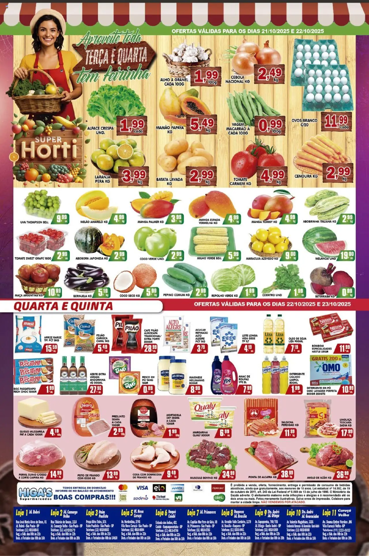 Higa's Supermercado Folheto - válido de 22.10.2025 | Página: 4 | Produtos: Beterraba, Pernil, Leite, Presunto
