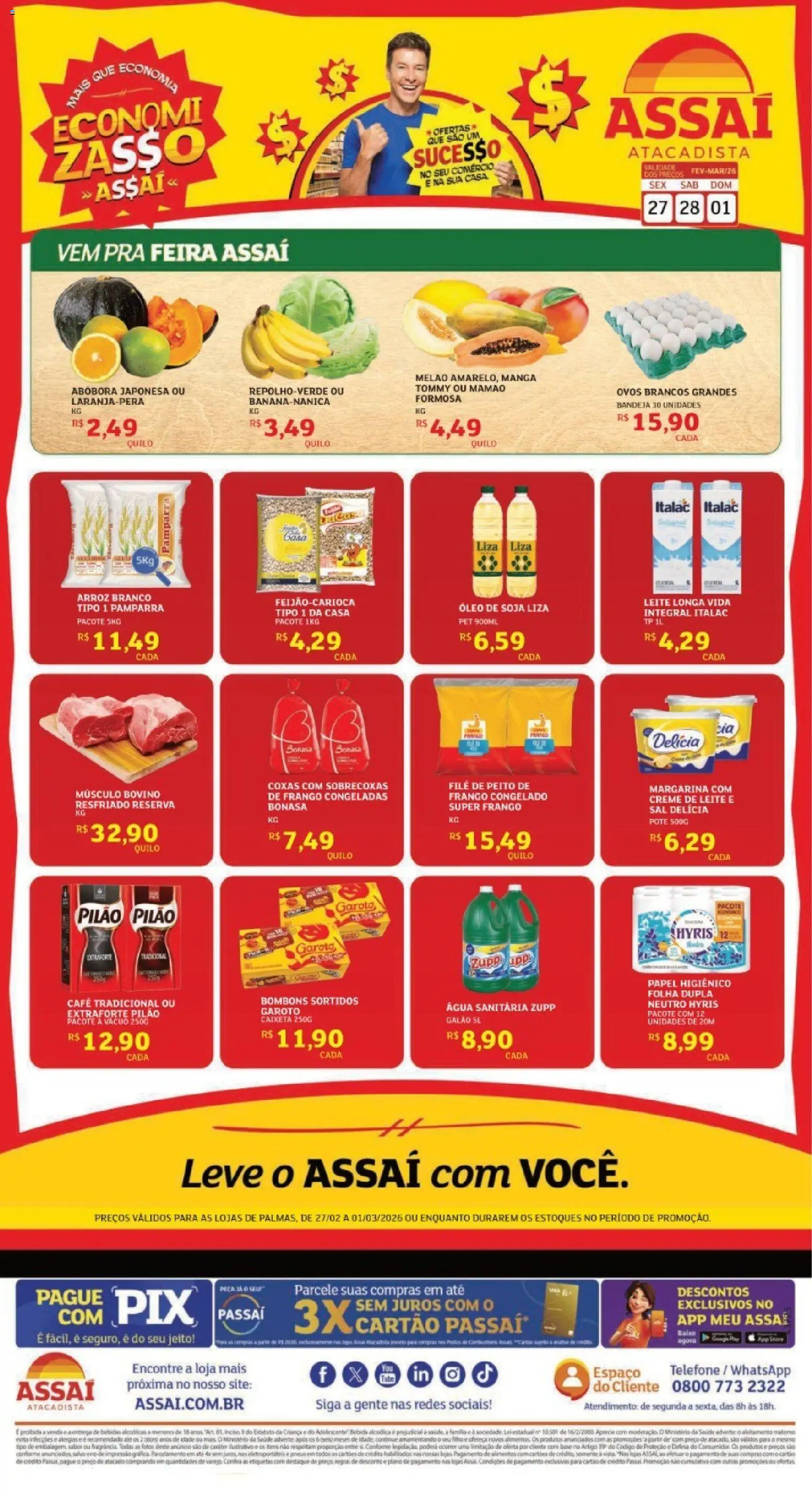 Assaí Atacadista Folheto - válido de 27.02.2026 | Página: 1 | Produtos: Base, Creme, Mamão, Margarina