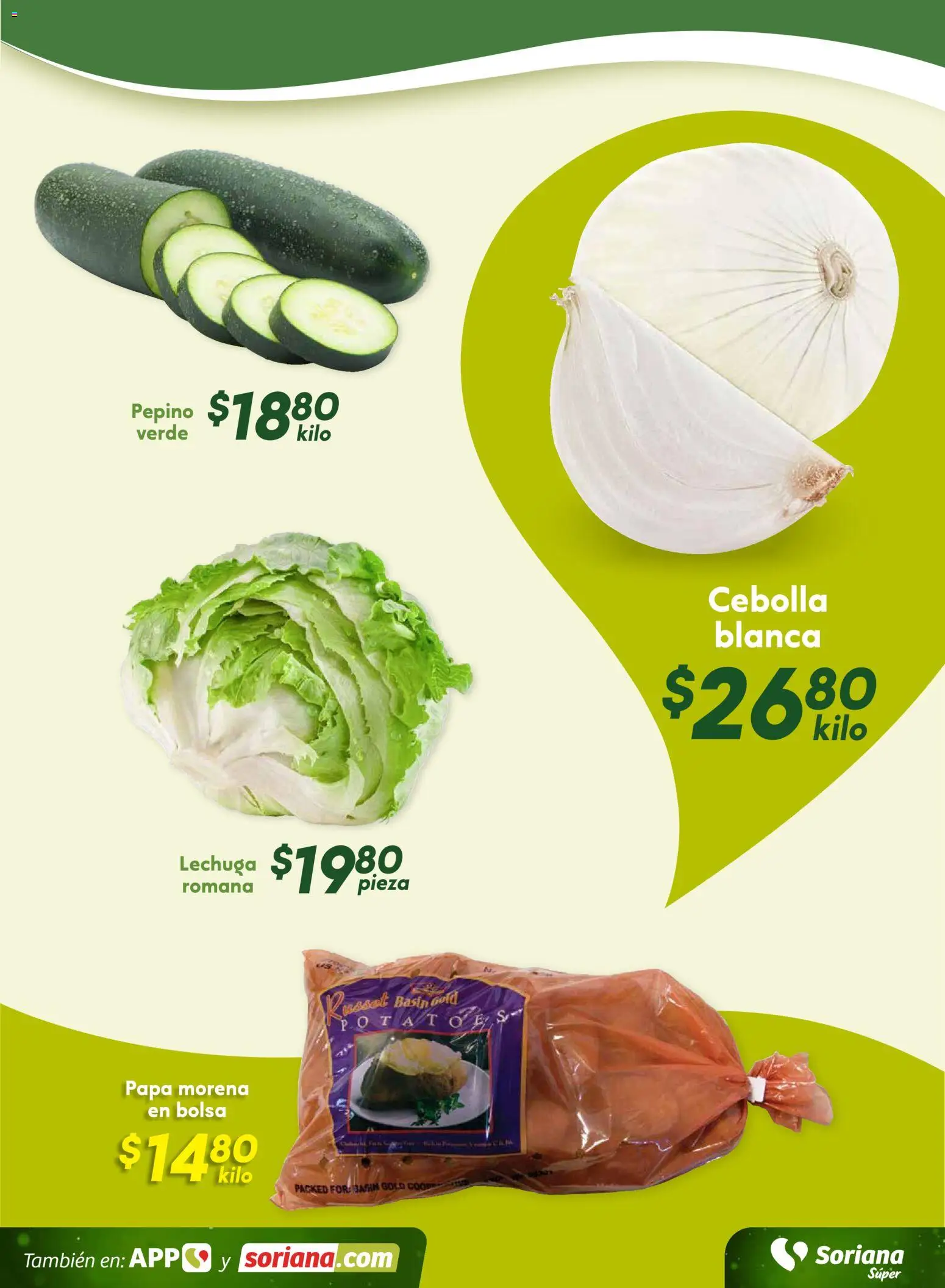 Nuevas ofertas de Soriana válidas en toda la República Mexicana desde el 28.11.2025. ¡Encuentra las mejores ofertas en Soriana - Fin de Semana Súper: Saltillo y Torreón! | Página: 7 | Productos: Cebolla, Papa, Bolsa, Lechuga