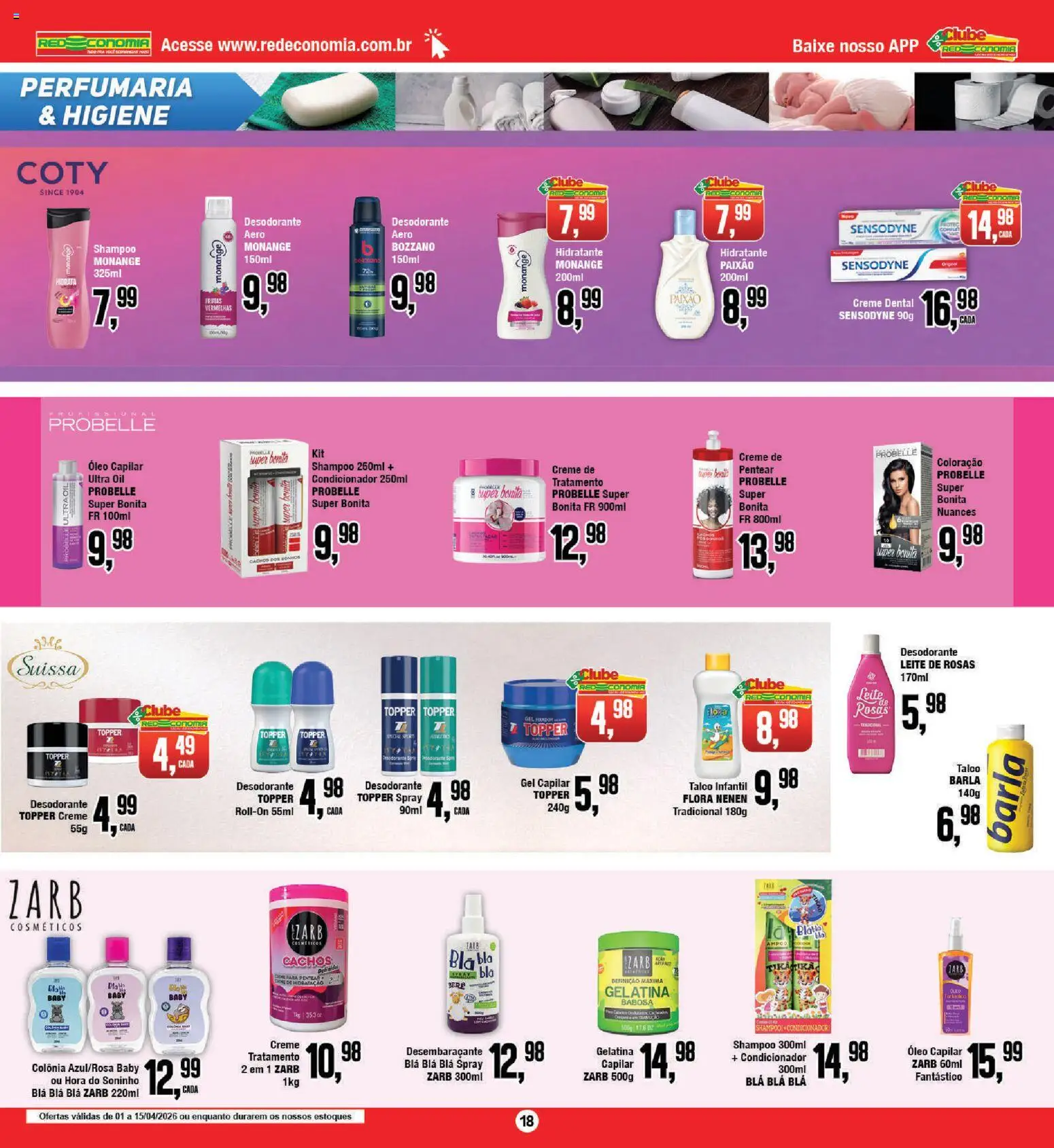 RedEconomia Folheto - válido de 01.04.2026 | Página: 18 | Produtos: Shampoo, Condicionador, Leite, Óleo