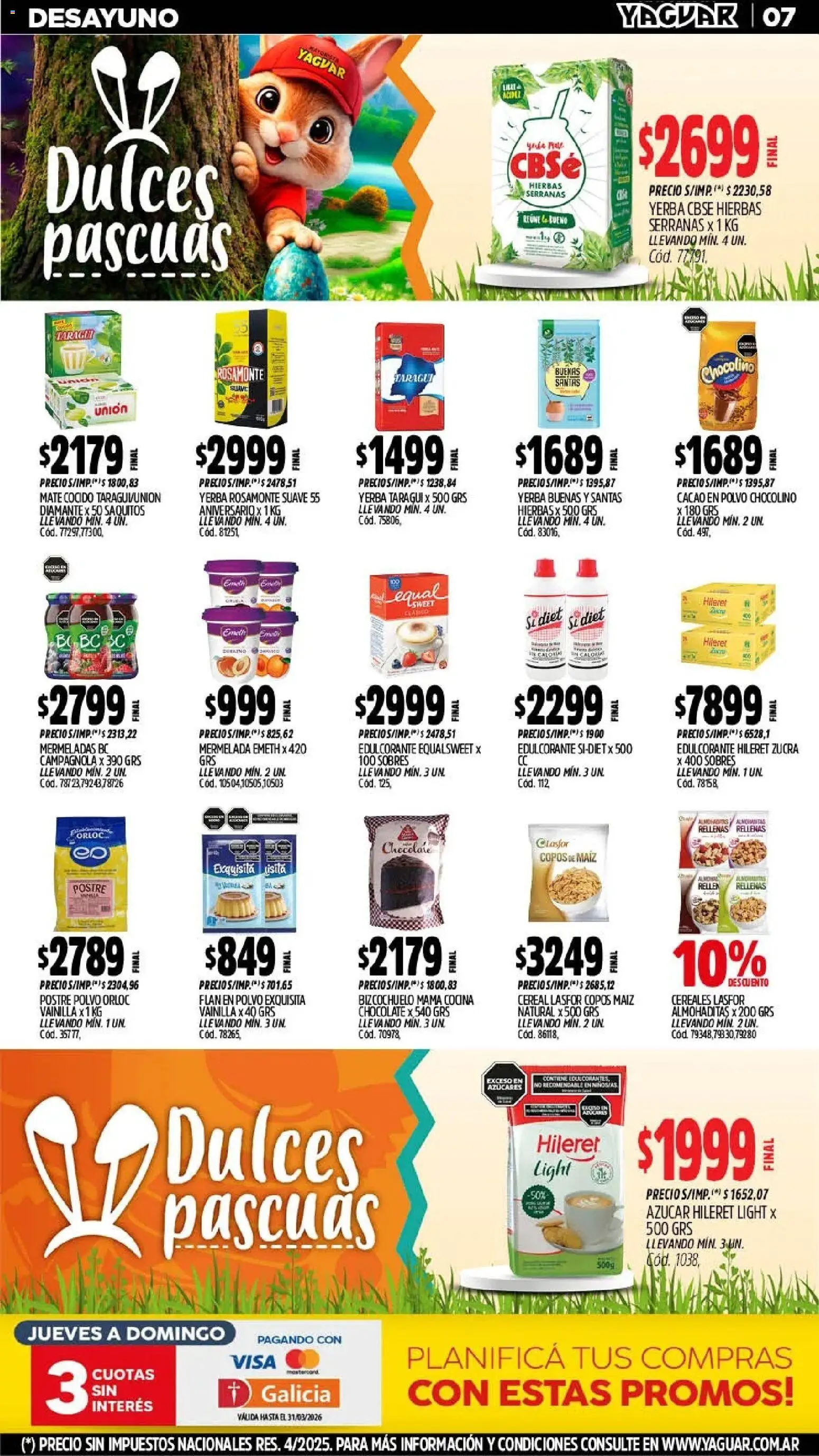Yaguar - Oferta Semanal Misiones │ válido desde el 16.03.2026 | Página: 7 | Productos: Cocina, Azucar, Polvo, Chocolate