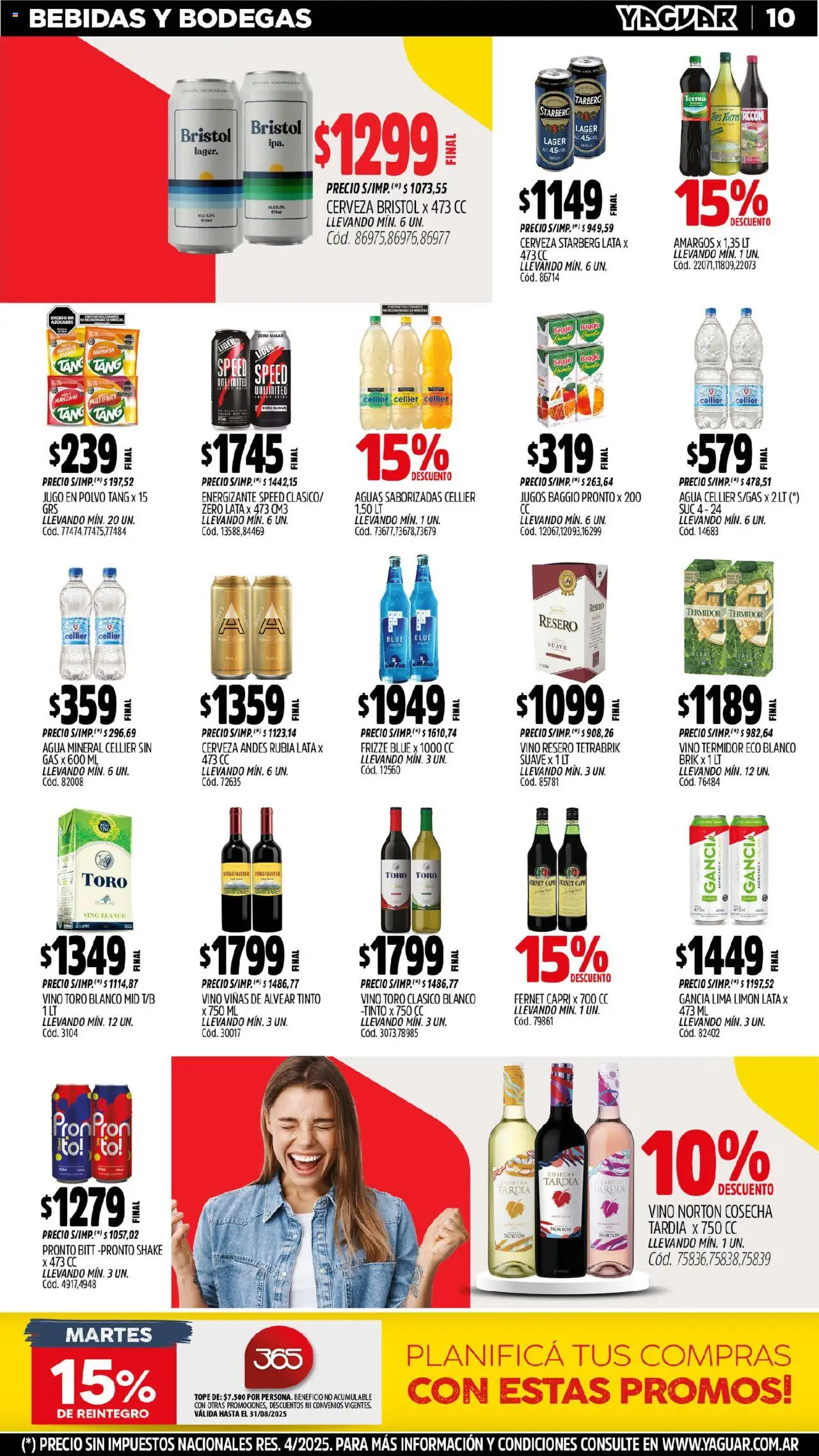 Yaguar - Mar del Plata │ válido desde el 18.08.2025 | Página: 9 | Productos: Fernet, Lima, Agua, Limón