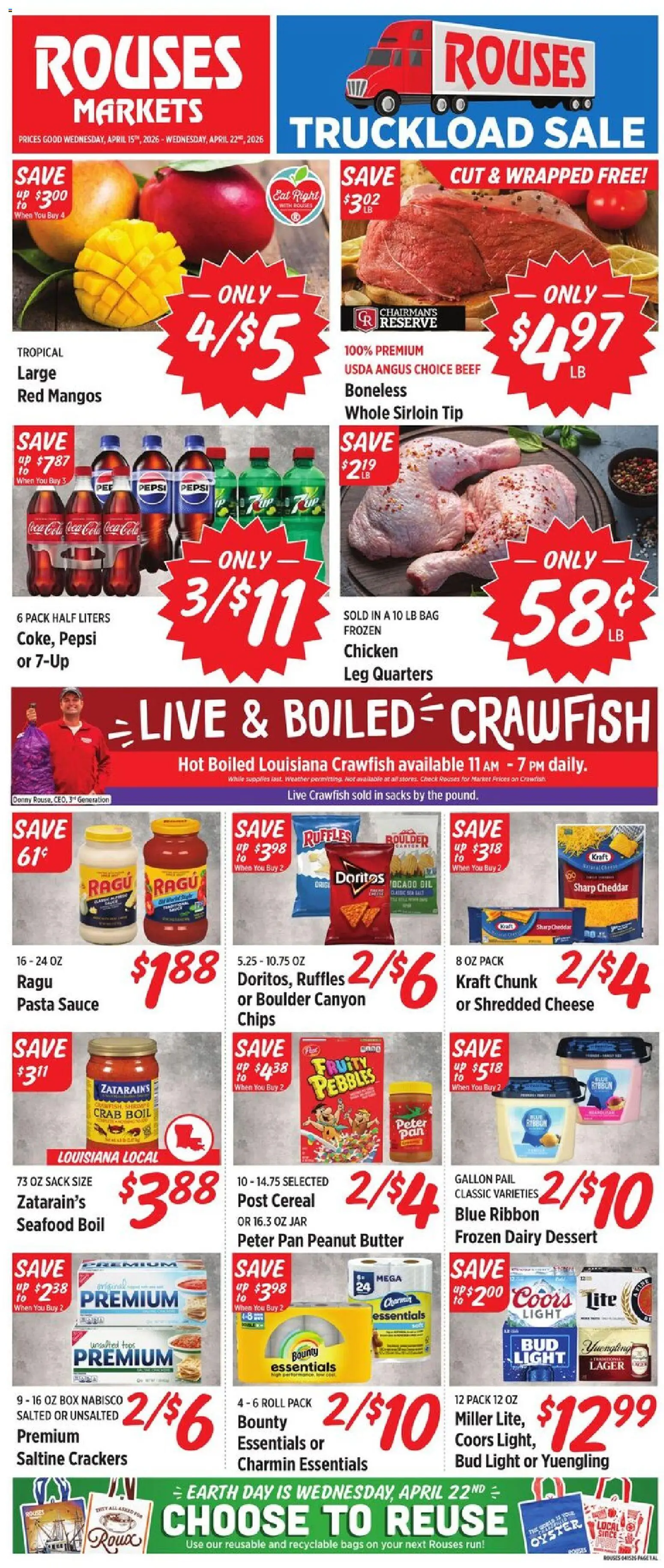 Rouses Weekly Ad - AL - valid from 15.04.2026 | Page: 1 | Products: Box, Beef, Chips, Sauce