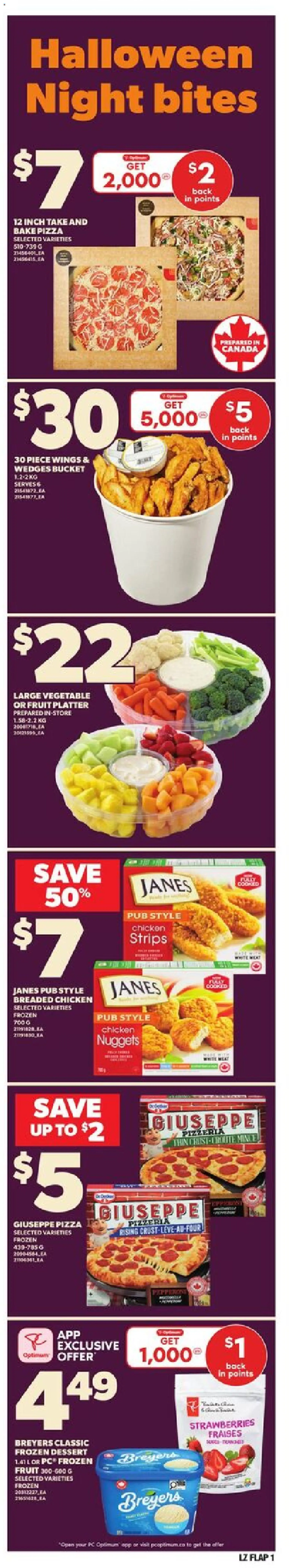 Loblaws flyer valid from 30.10.2025 | Page: 1 | Products: Strawberries, PC, Pizza, Chicken