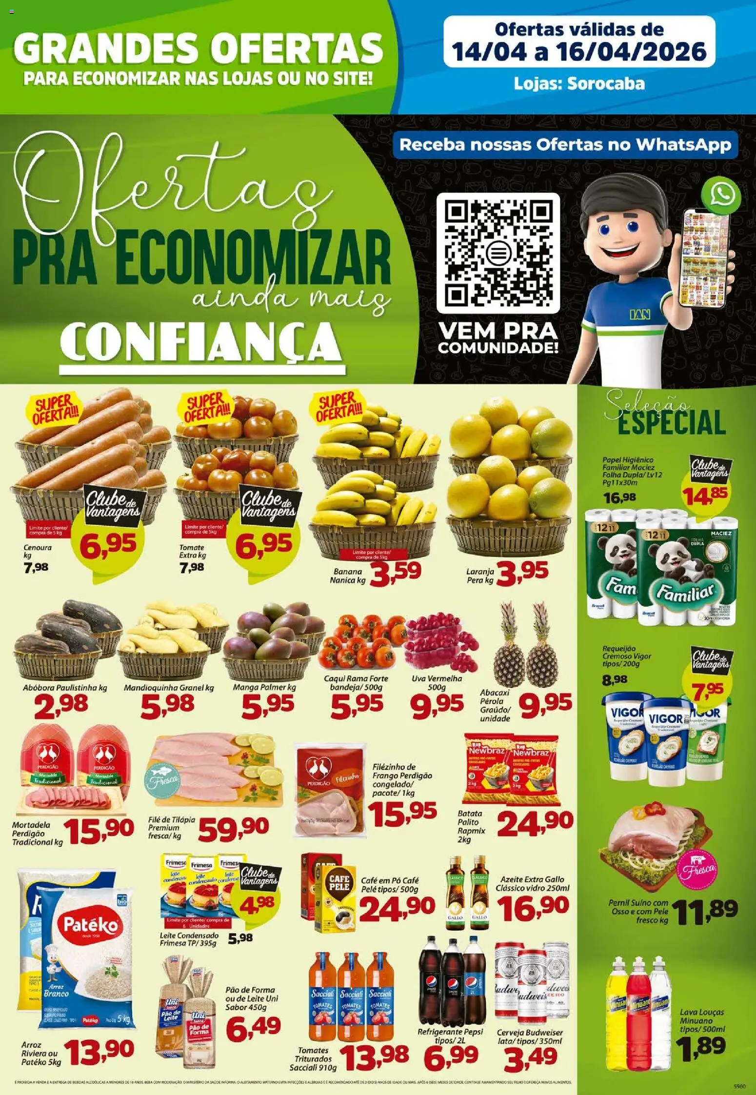 Confiança Folheto - válido de 14.04.2026 | Página: 1 | Produtos: Abóbora, Mortadela, Abacaxi, Requeijão
