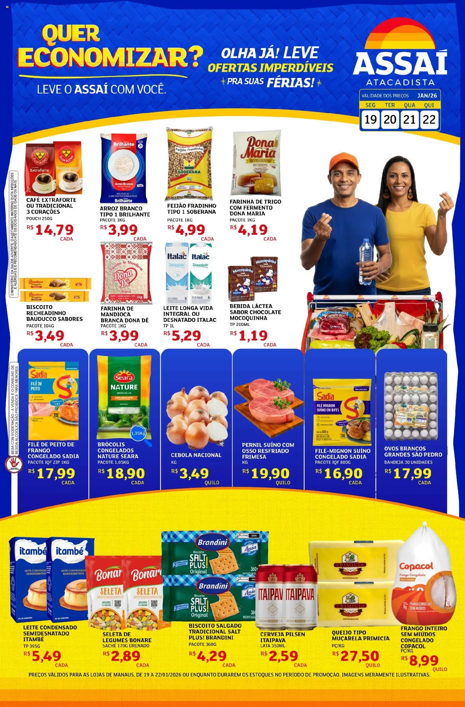 Assaí Atacadista Folheto - válido de 19.01.2026 | Página: 1 | Produtos: Filé mignon, Queijo, Café, Bandeja