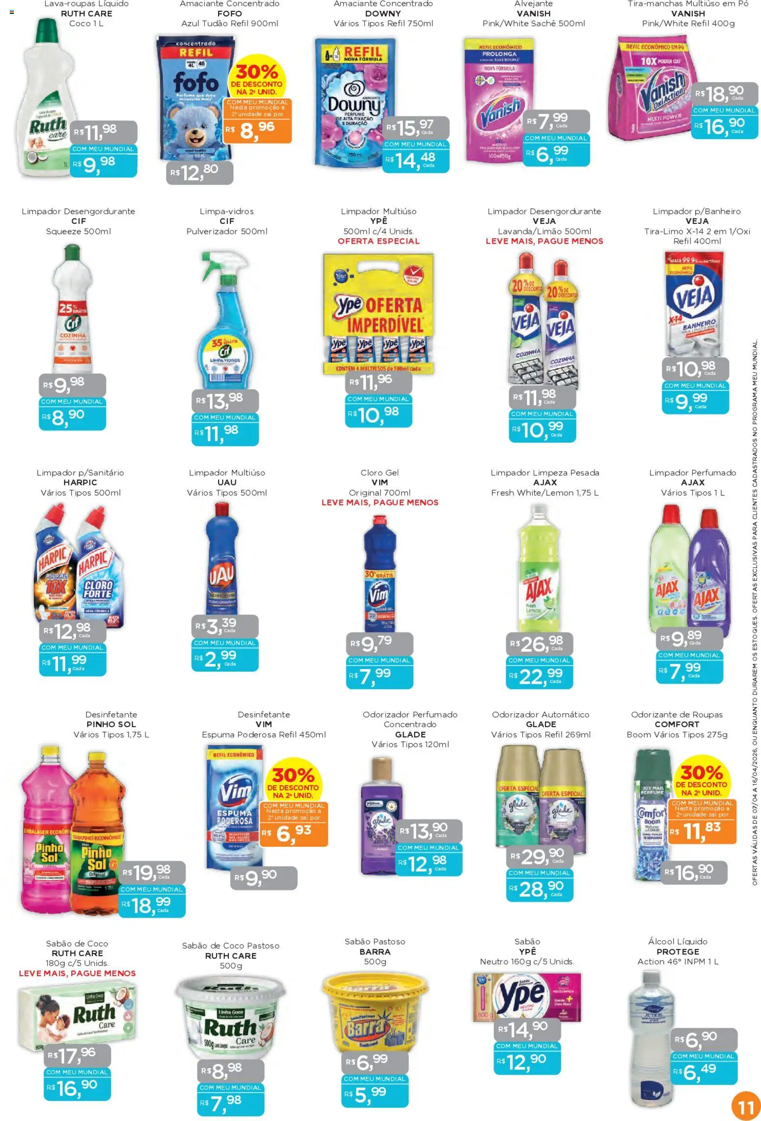 Mundial Folheto - válido de 07.04.2026 | Página: 11 | Produtos: Perfume, Cloro, Pulverizador, Amaciante