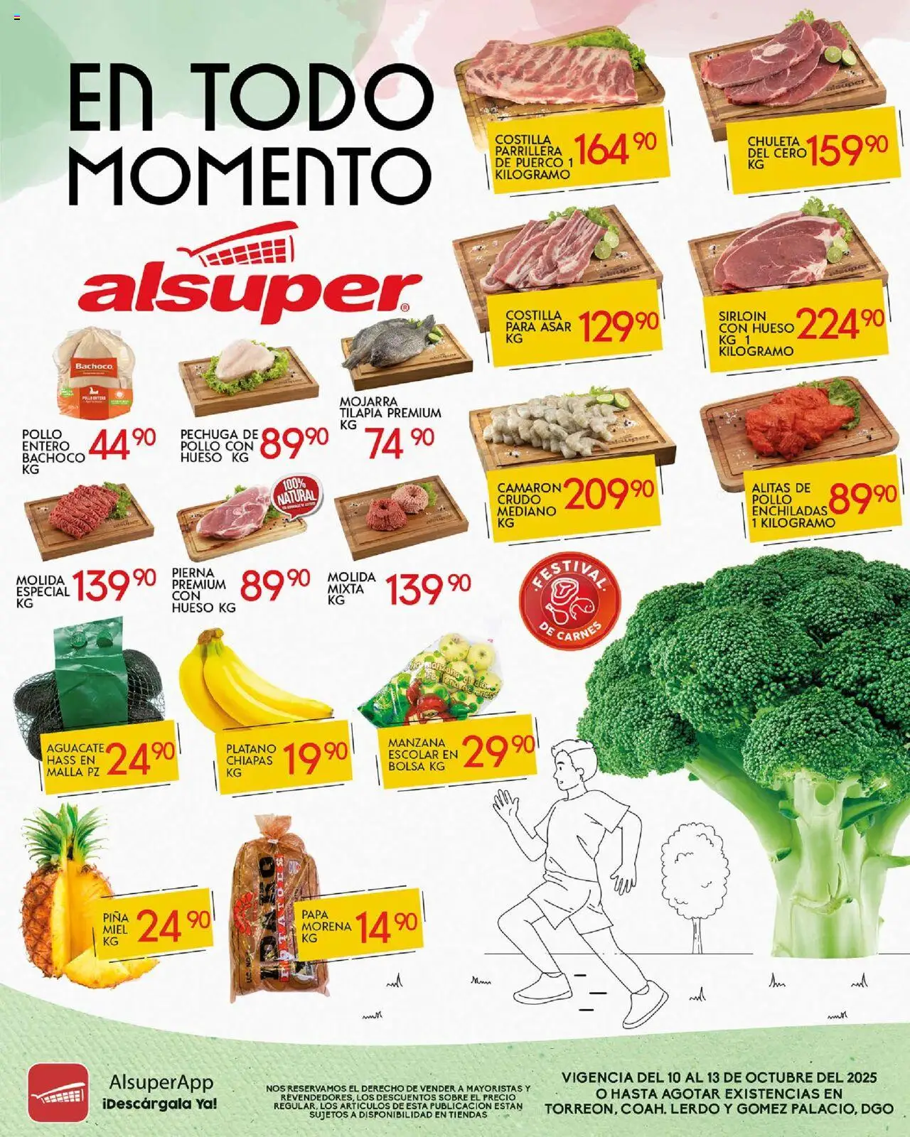Nuevas ofertas de Alsuper válidas en toda la República Mexicana desde el 10.10.2025. ¡Encuentra las mejores ofertas en Alsuper - Folleto Laguna! | Página: 1 | Productos: Plátano, Manzana, Piña, Sobre