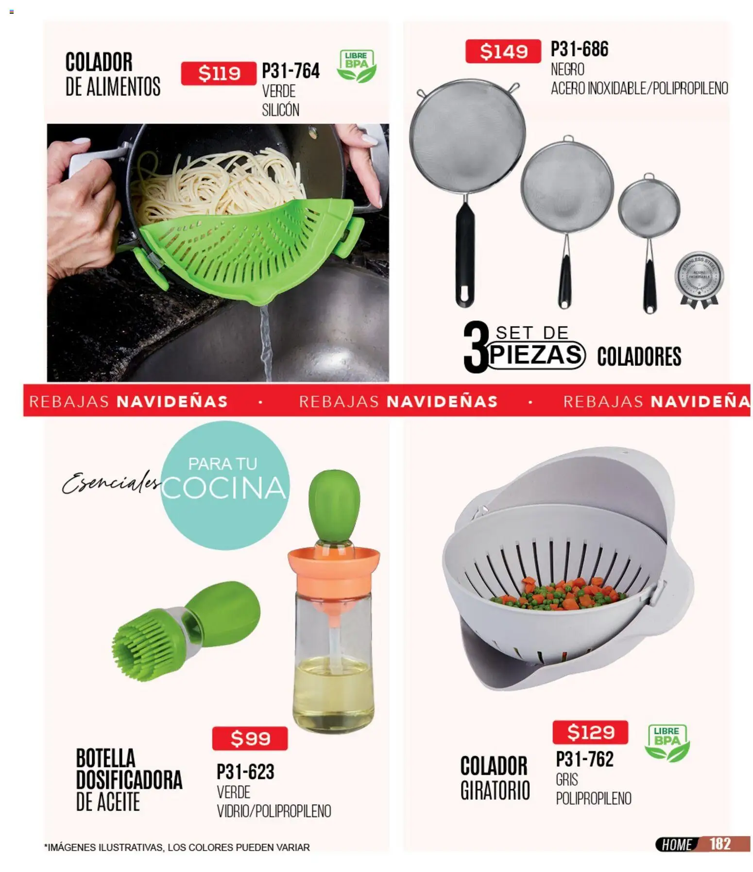 Nuevas ofertas de Cklass válidas en toda la República Mexicana desde el 30.11.2025. ¡Encuentra las mejores ofertas en Cklass catálogo Rebajas Navideñas Ropa! | Página: 183 | Productos: Colador, Aceite, Cocina, Botella