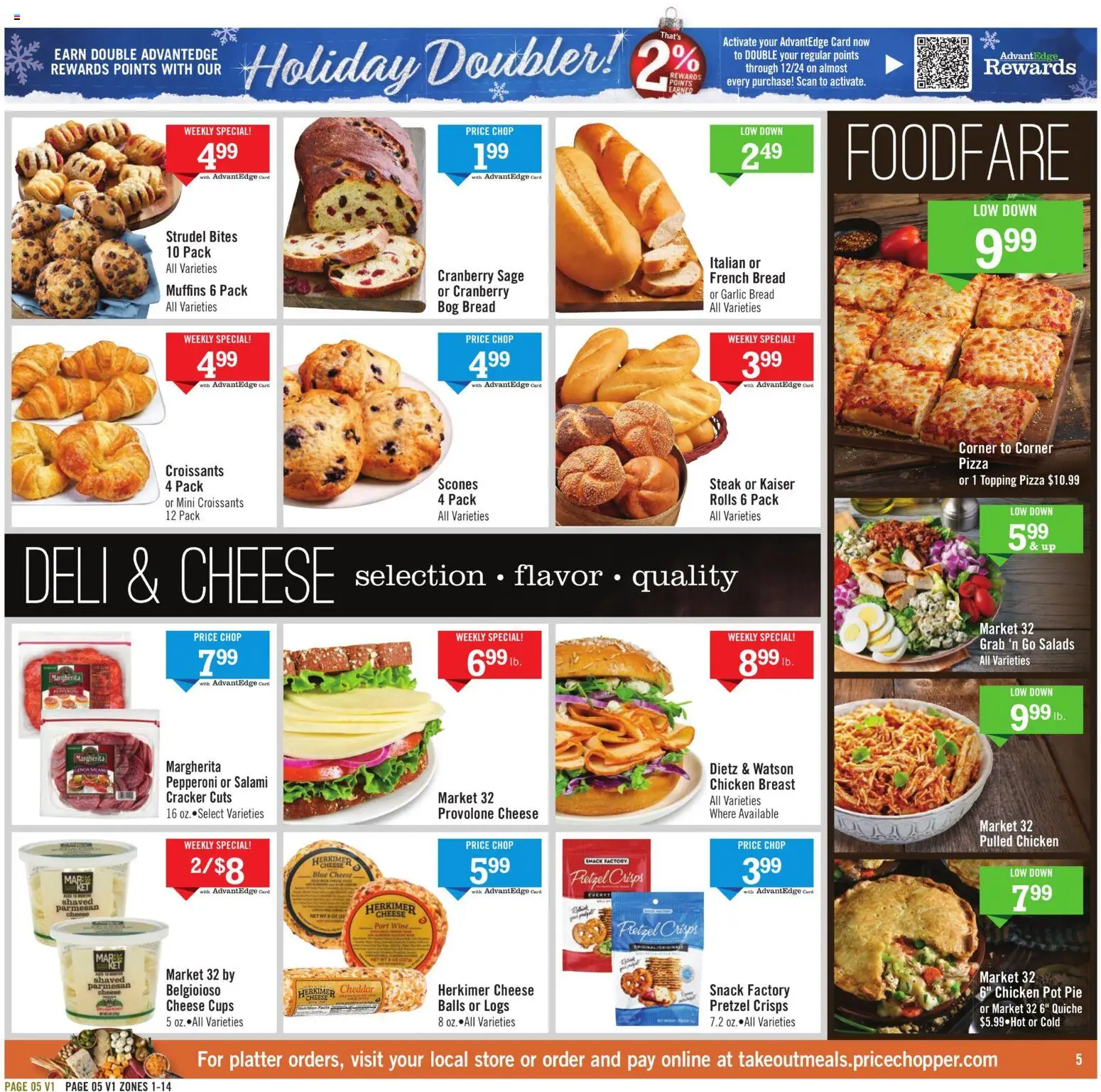 Price Chopper Weekly Ad - valid from 29.11.2025 | Page: 5 | Products: Bread, Salami, Pizza, Garlic