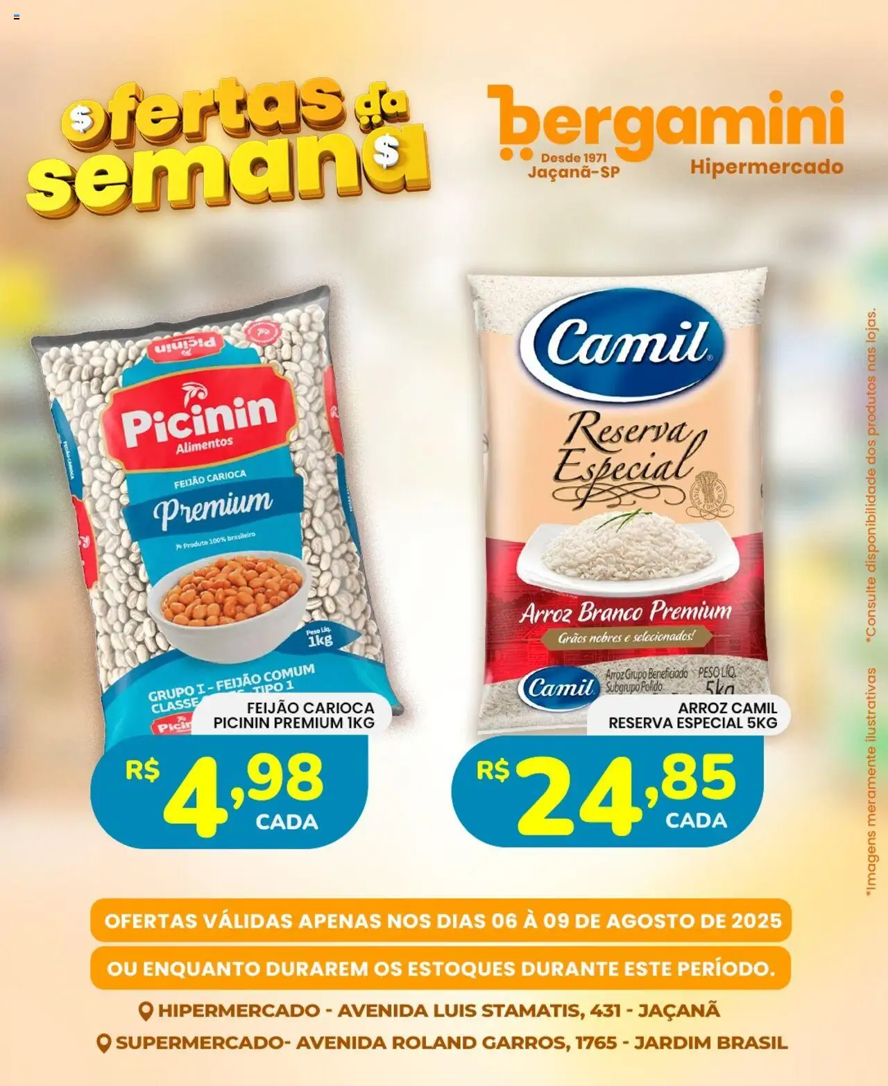 Supermercado Bergamini Folheto - válido de 06.08.2025 | Página: 2 | Produtos: Feijão, Arroz