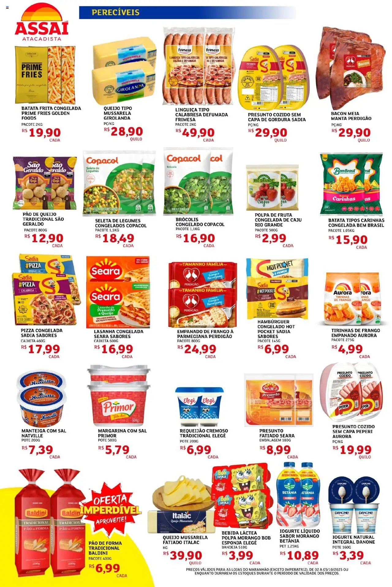 Assaí Atacadista Folheto - válido de 02.10.2025 | Página: 4 | Produtos: Pão de forma, Bebida, Sal, Batata frita congelada