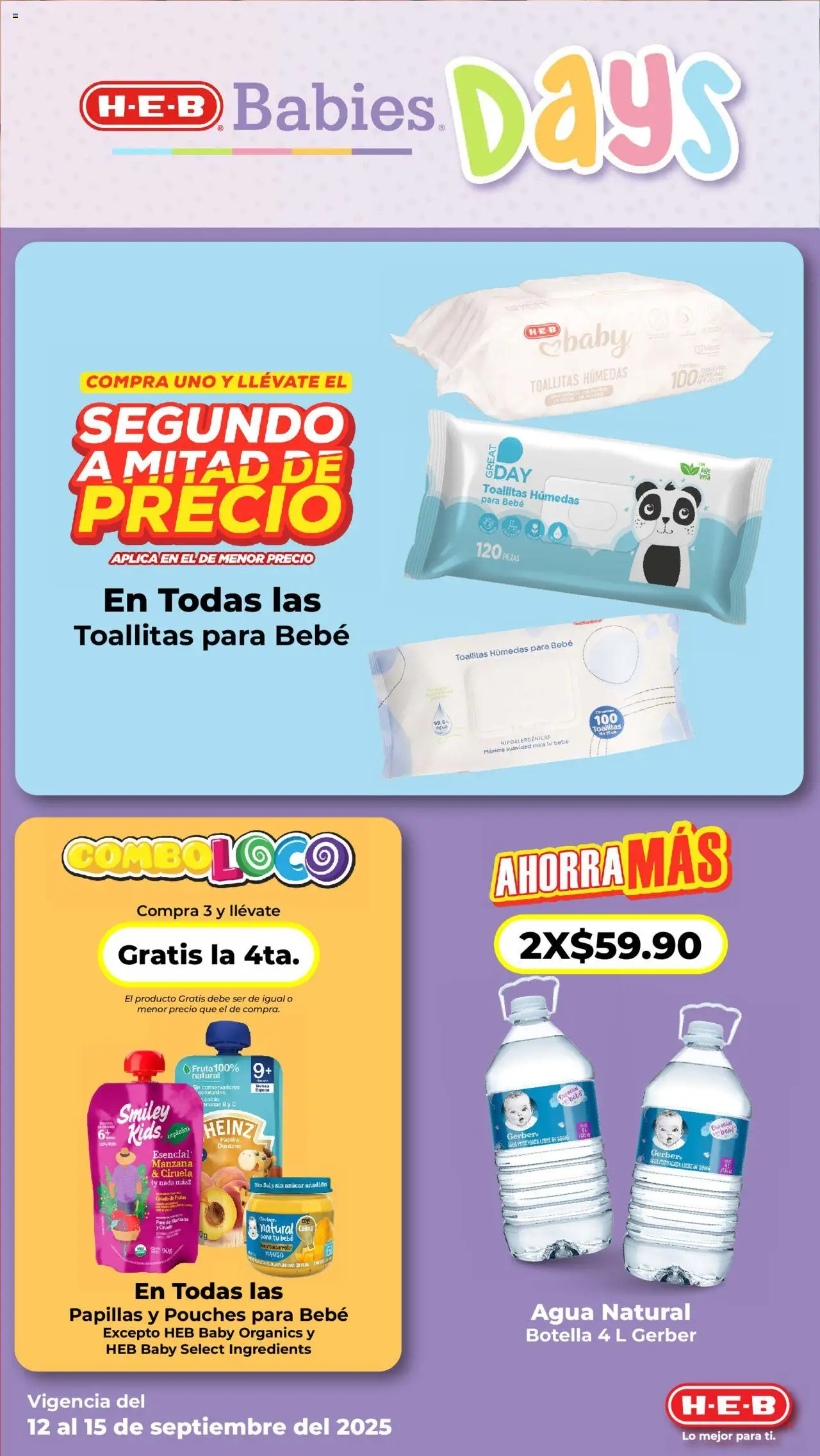 Nuevas ofertas de H-E-B válidas en toda la República Mexicana desde el 12.09.2025. ¡Encuentra las mejores ofertas en H-E-B - Folleto! | Página: 12 | Productos: Azúcar, Sal, Agua, Toallitas húmedas