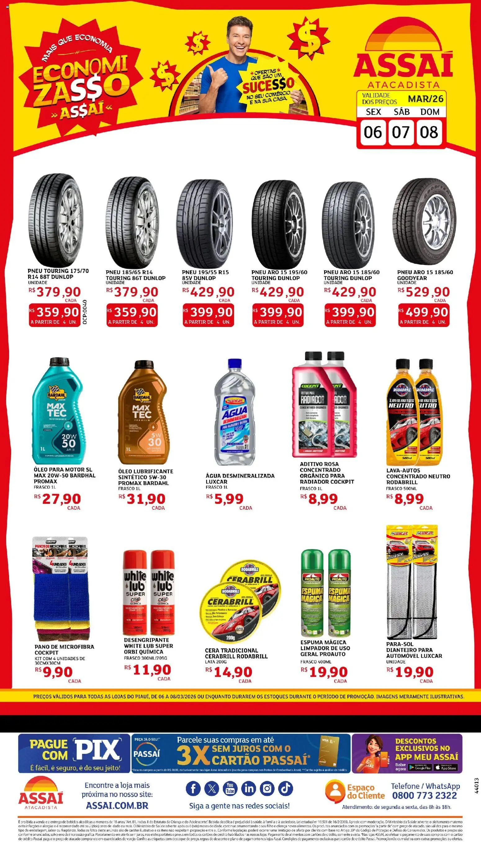 Assaí Atacadista Folheto - válido de 06.03.2026 | Página: 1 | Produtos: Bateria, Óleo, Bebida, Cera